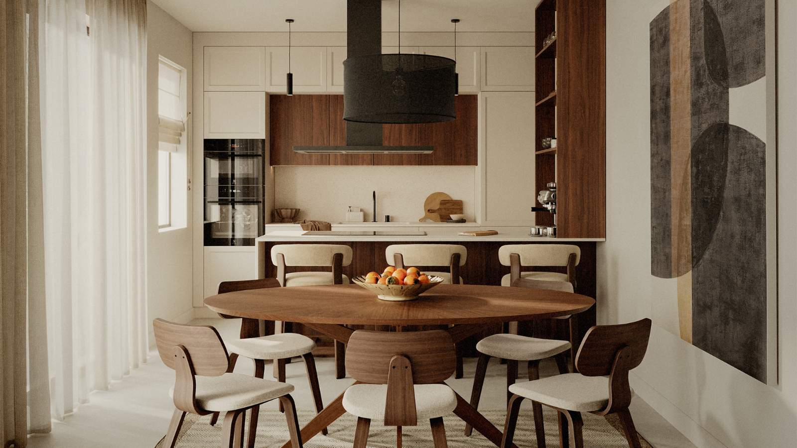 Urban Home konyha és étkező tervezés egyedi konyhabútorral és Kave Home bútorokkal