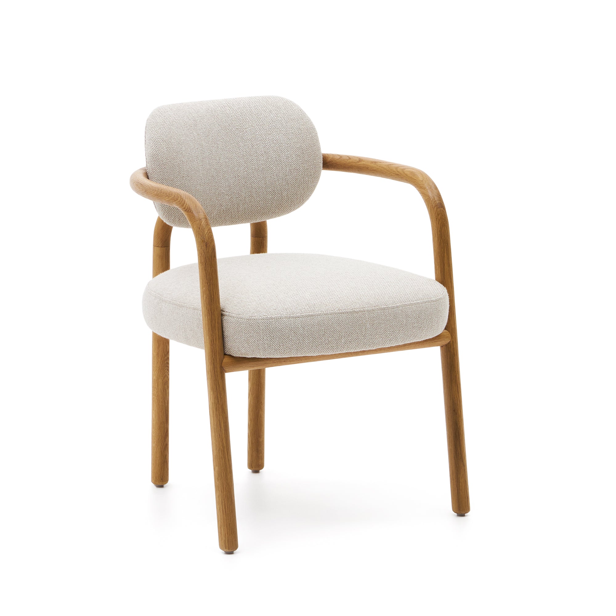 Melqui beige chair in solid oak wood a natural finish - Product Image