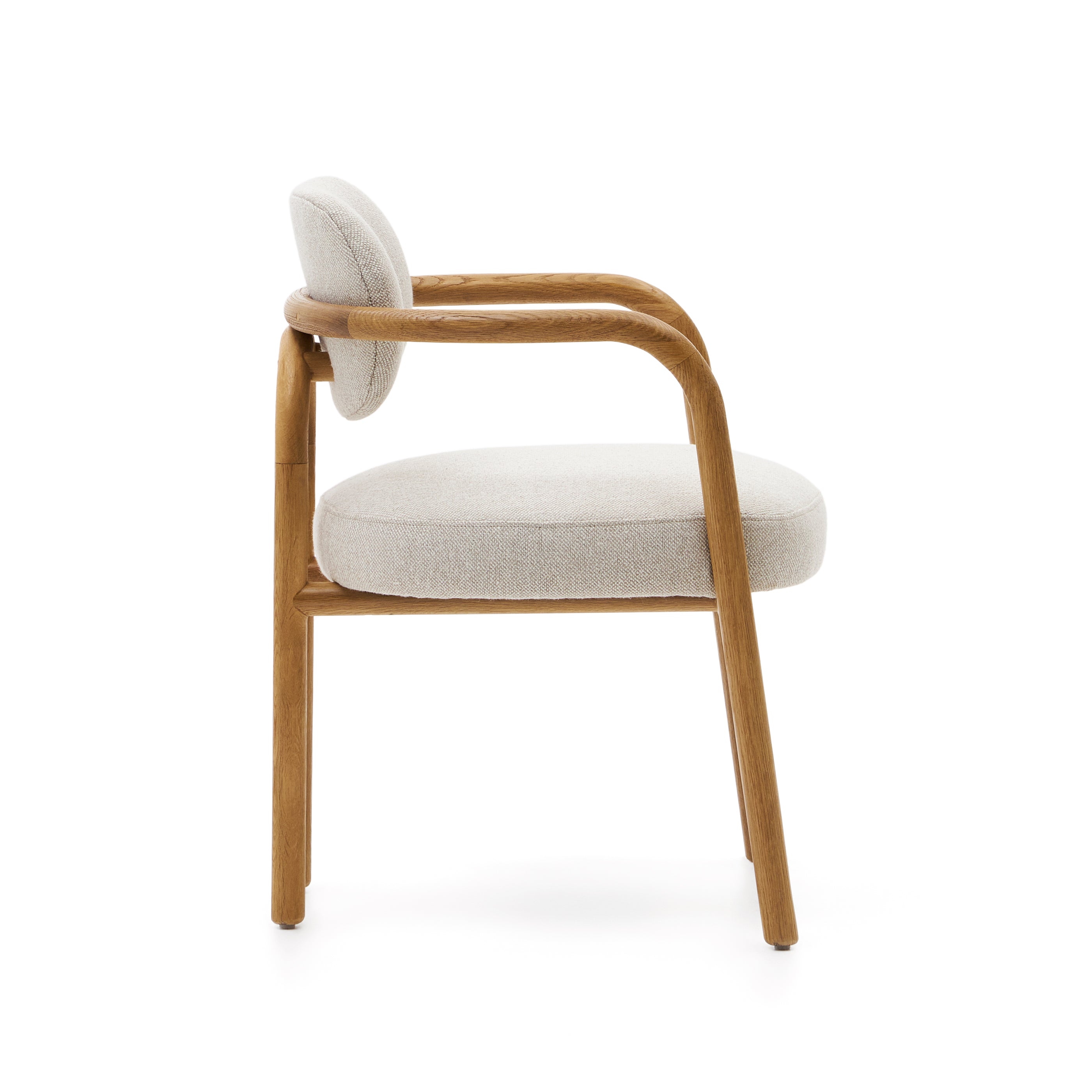 Melqui beige chair in solid oak wood a natural finish - Product Image