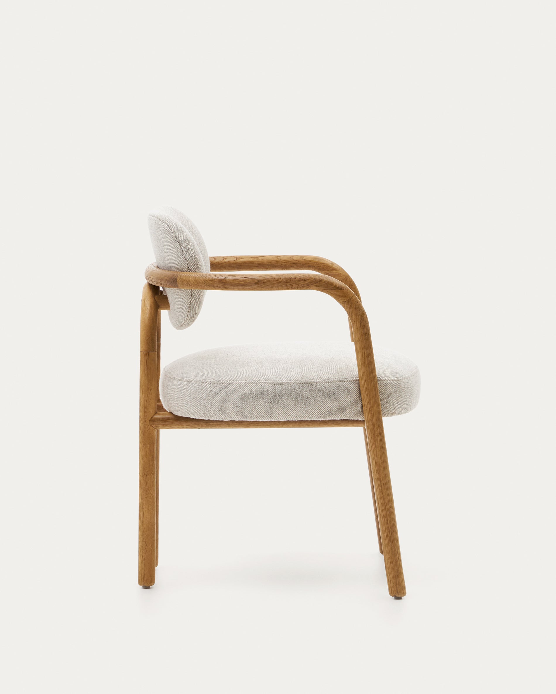Melqui beige chair in solid oak wood a natural finish - Product View