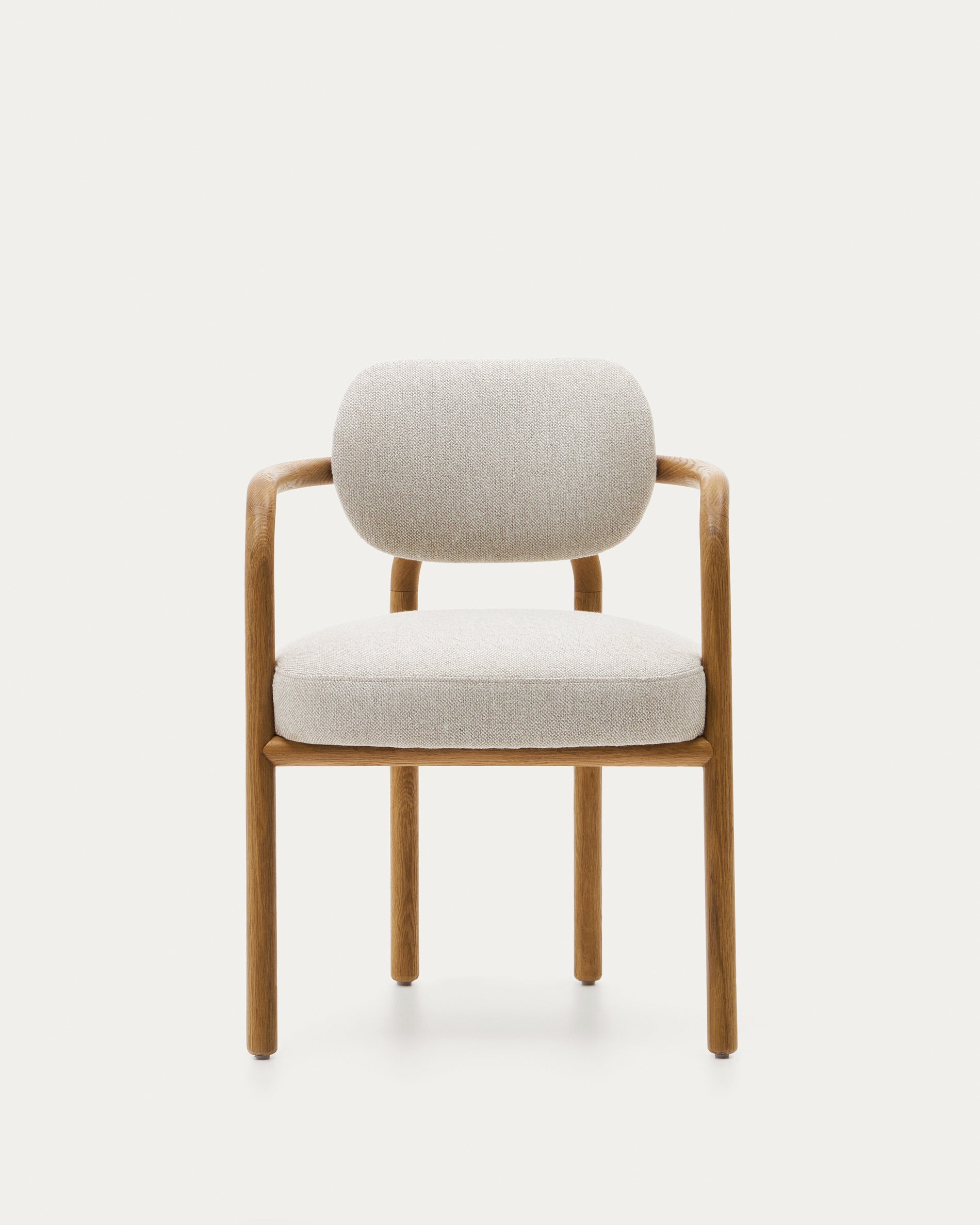 Melqui beige chair in solid oak wood a natural finish - Product View