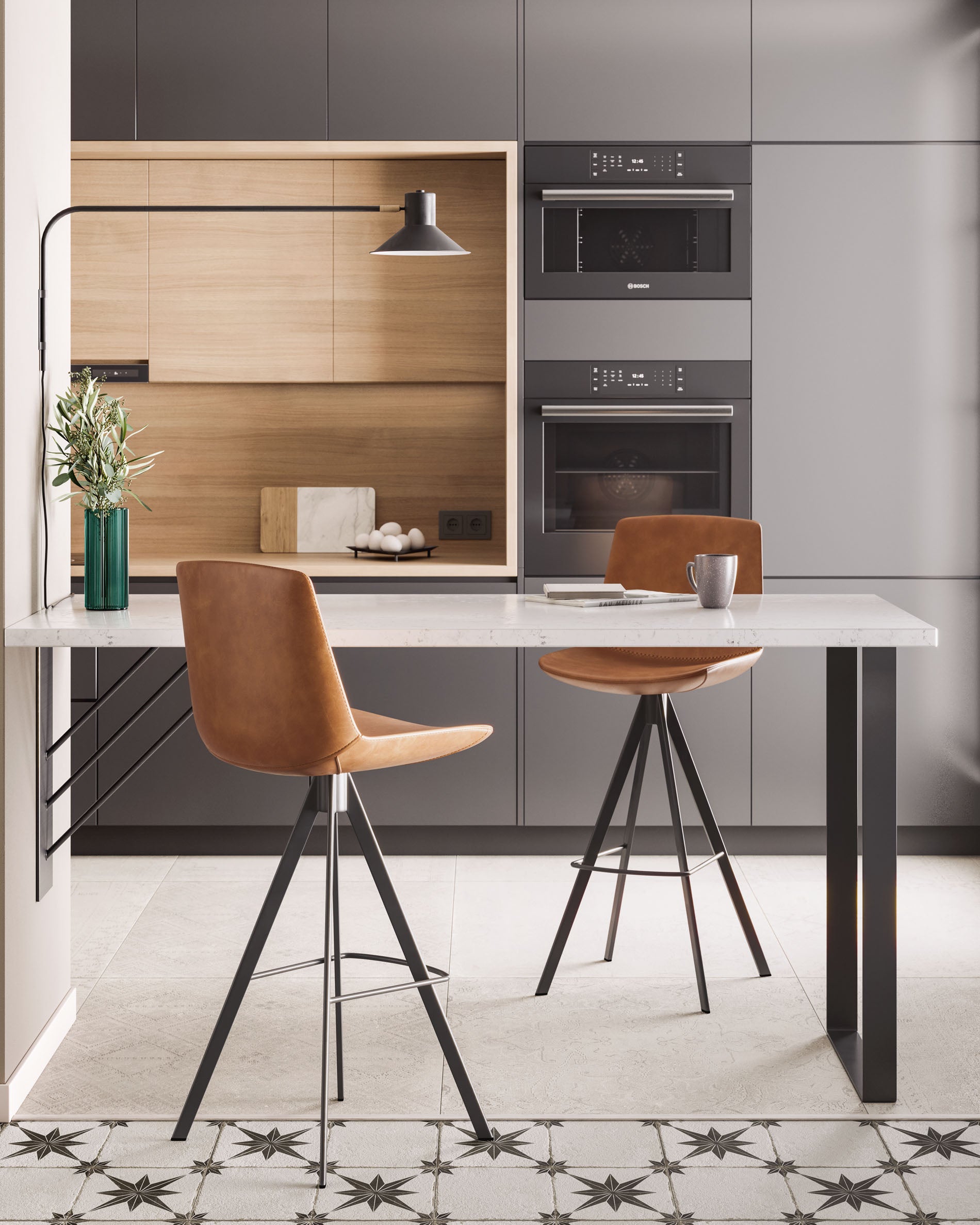 Aria wall light in steel with black finish - Lifestyle