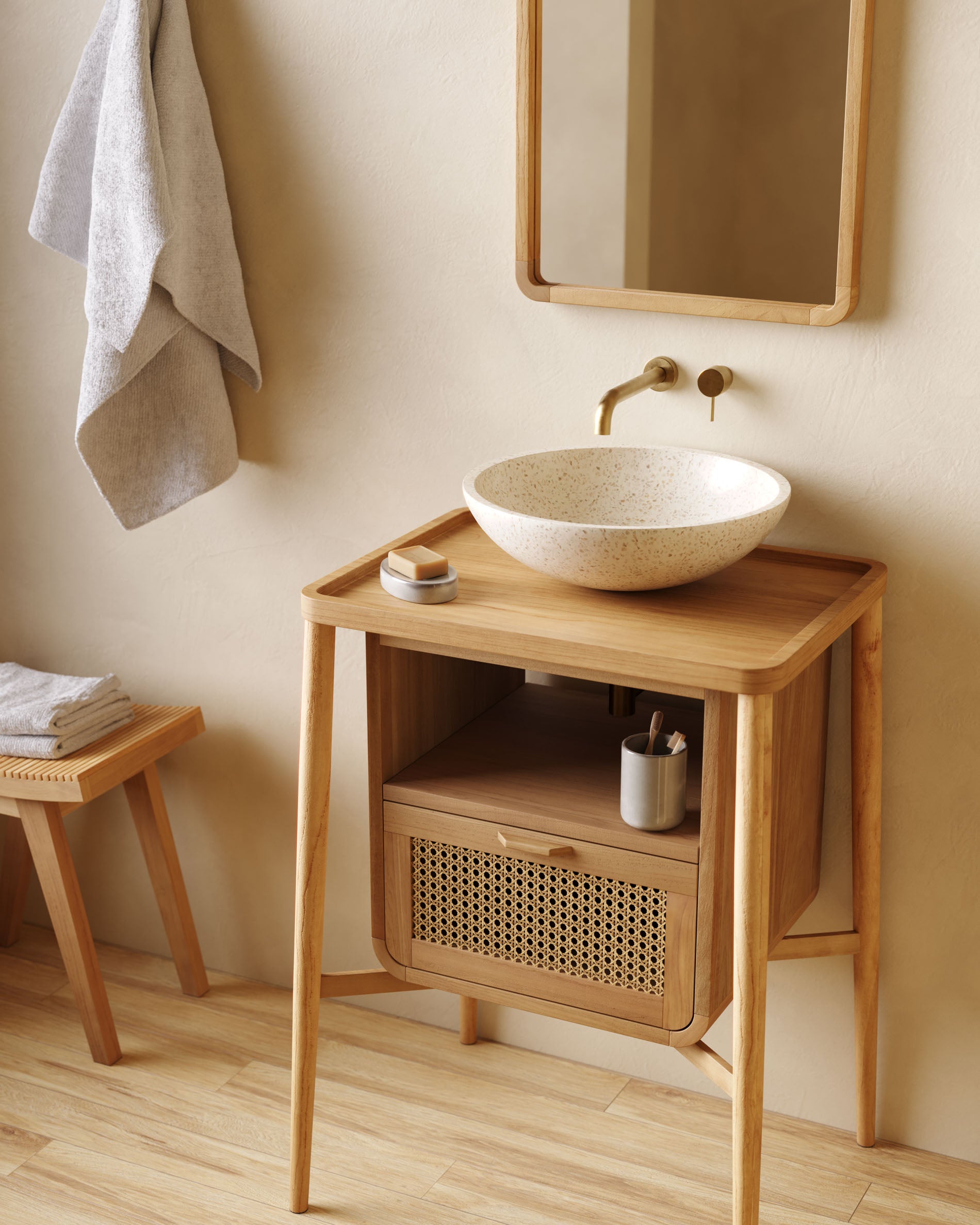 Chavela grey ceramic soap dish - Lifestyle
