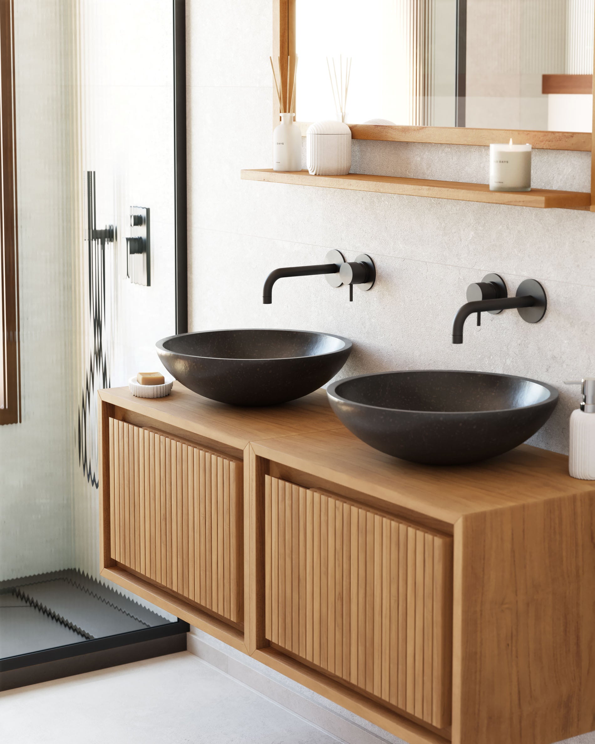 Taciana solid teak bathroom cabinet 60 x 40 cm - Lifestyle