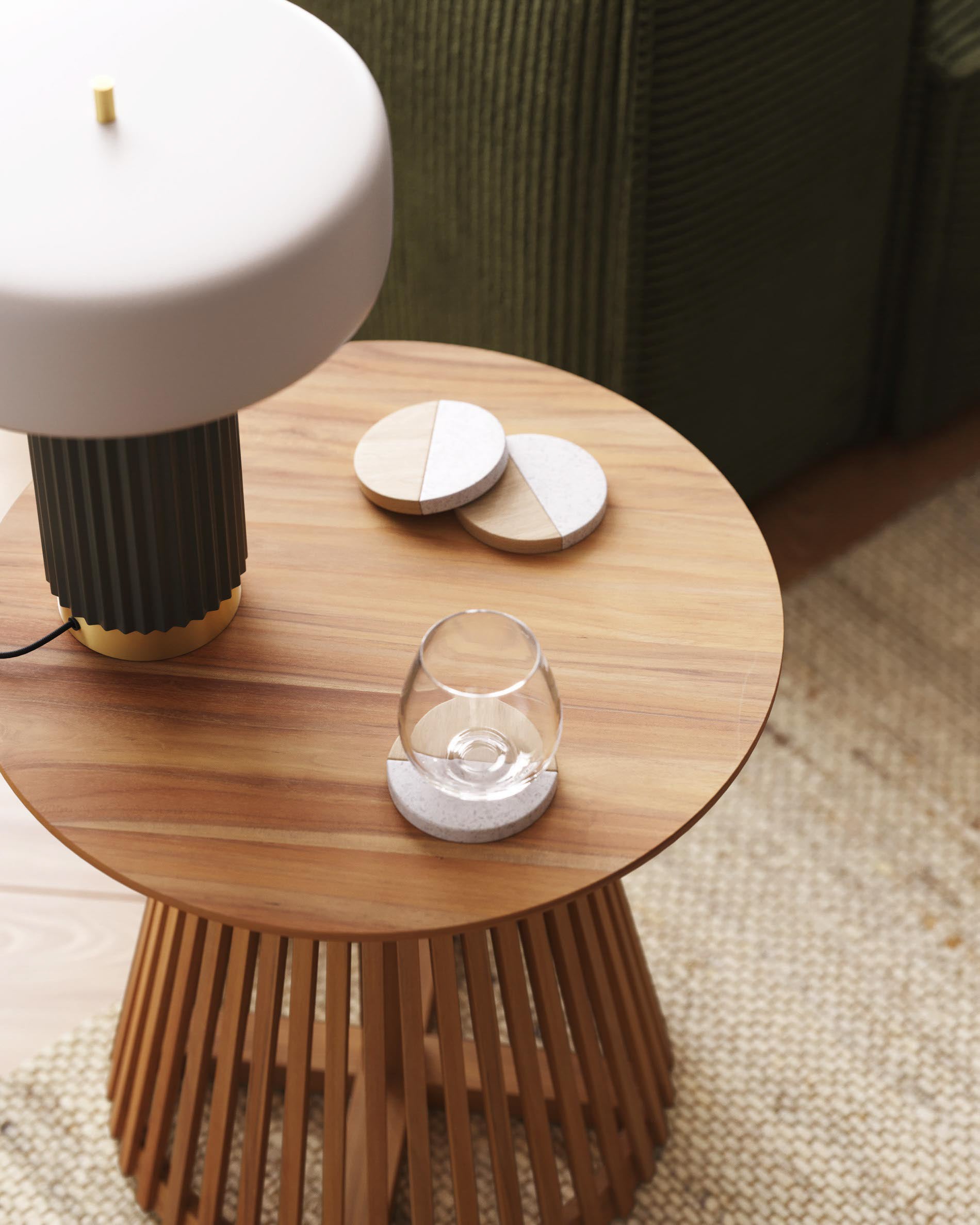 Jeanette round solid teak wood side table, Ø 50 cm - Lifestyle