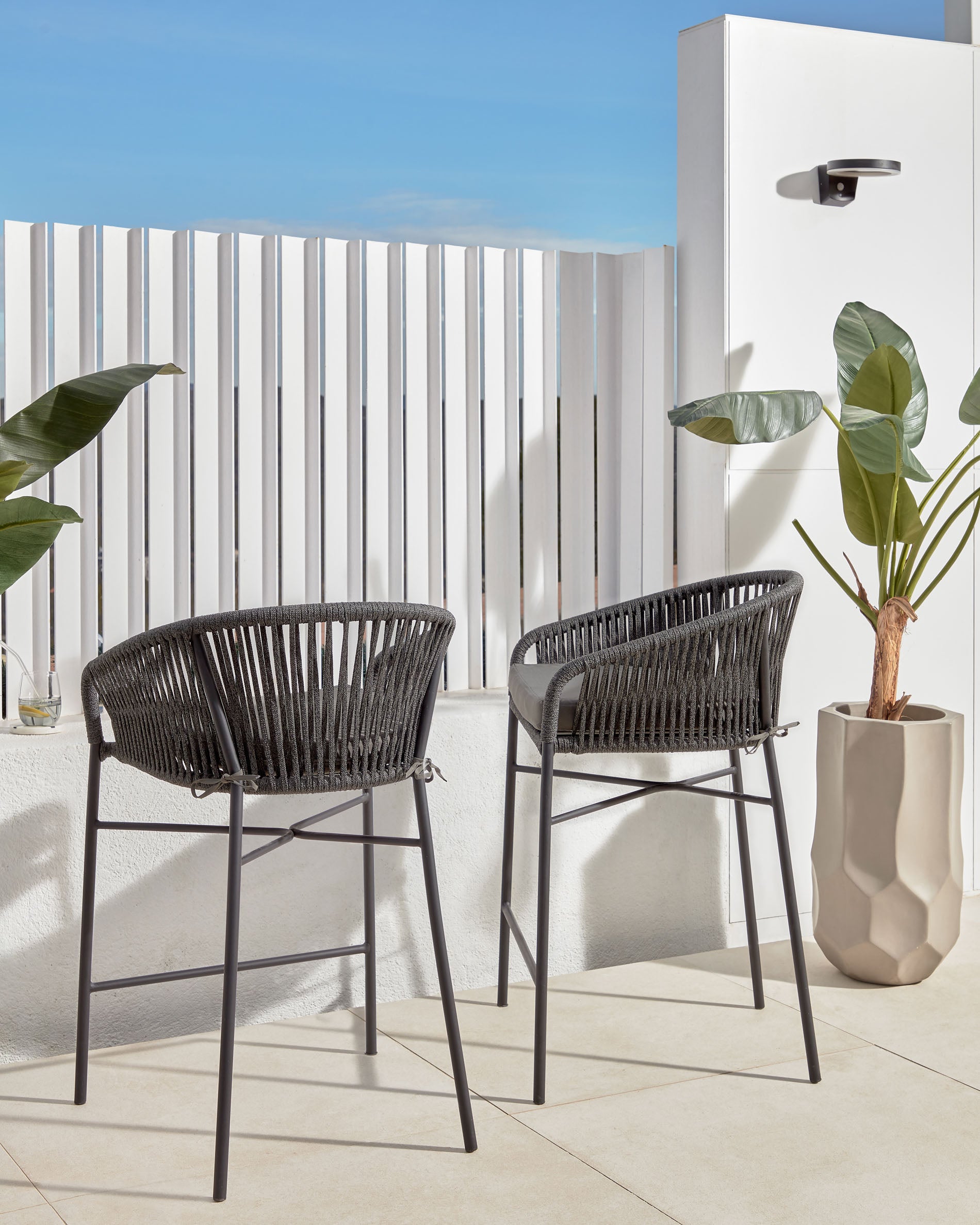 Yanet rope stool in black 65 cm in height - Lifestyle