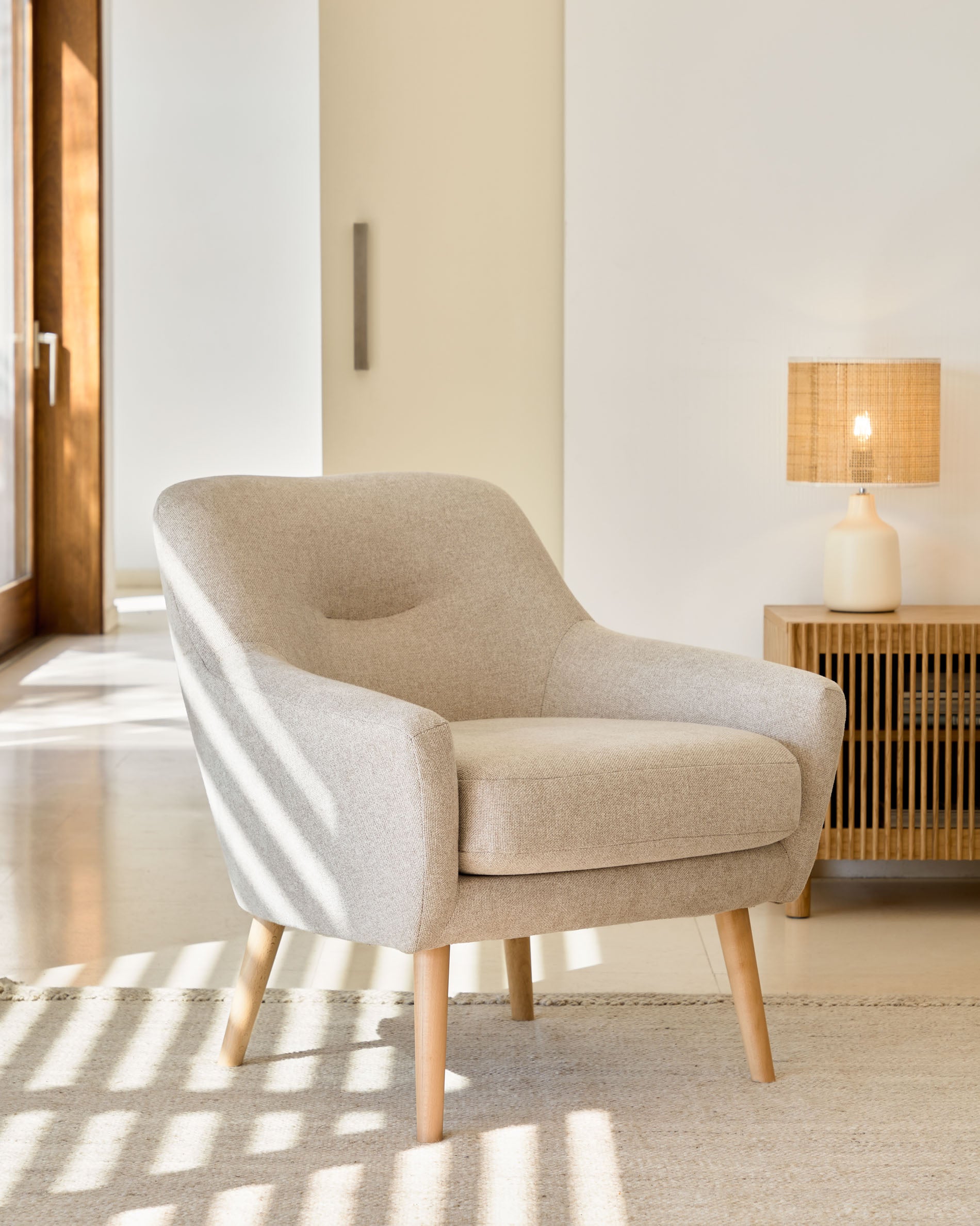 Candela armchair in beige FSC Mix Credit - Lifestyle