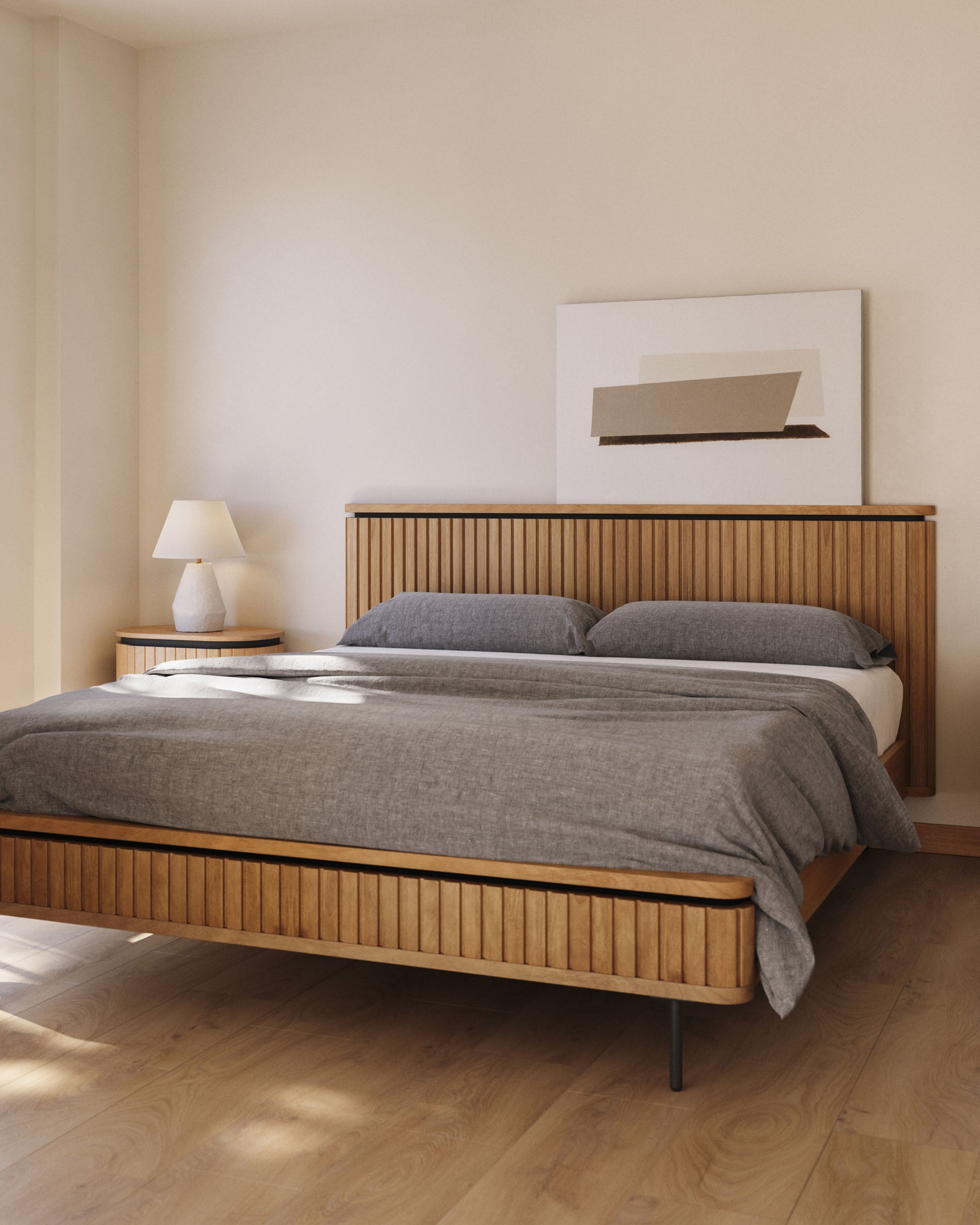 Licia bed made from solid mango wood and black painted metal, for a 160 x 200 cm mattress - Lifestyle