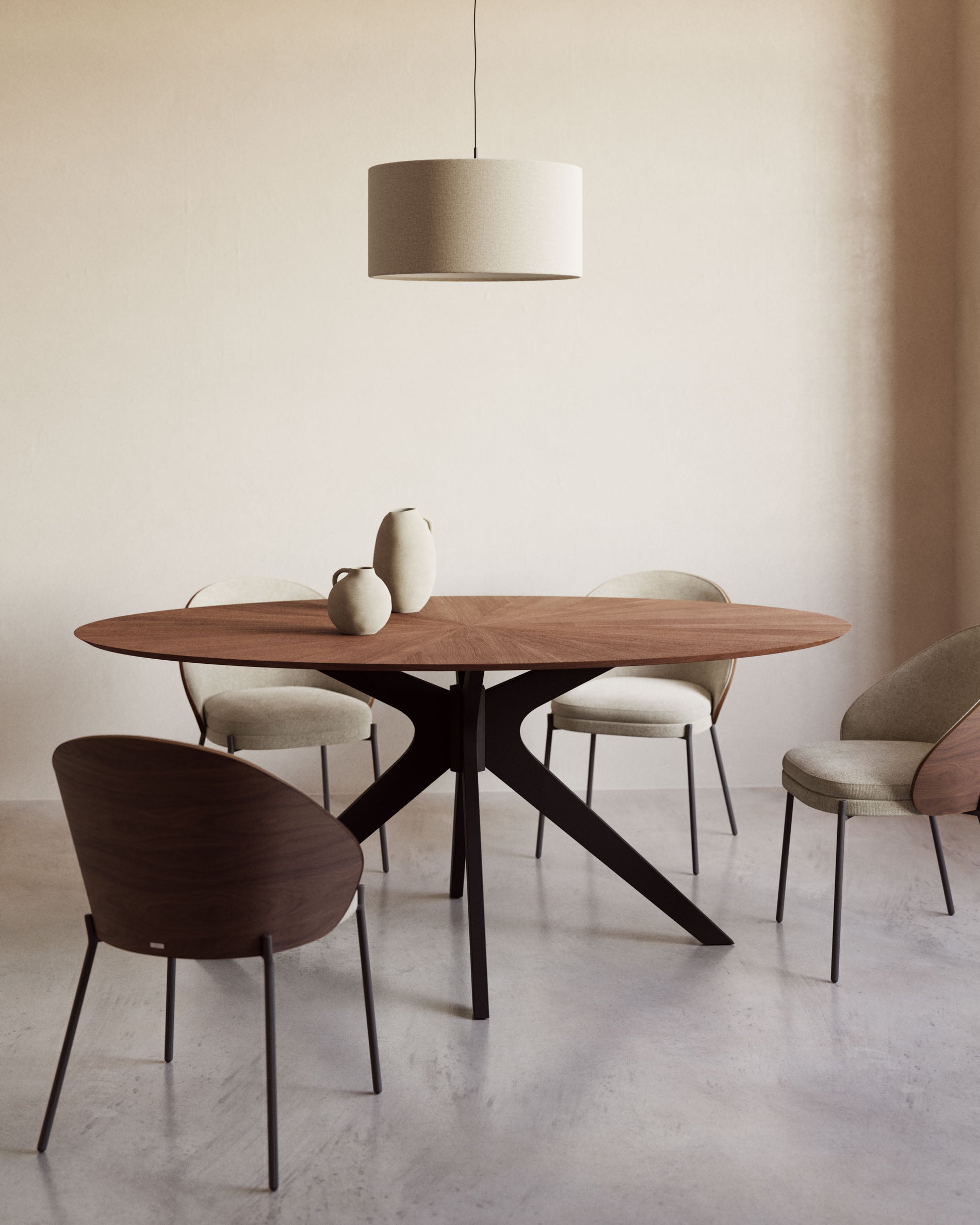 Naanim table with walnut veneer and legs in a black finish, 180 x 110 cm. - Lifestyle