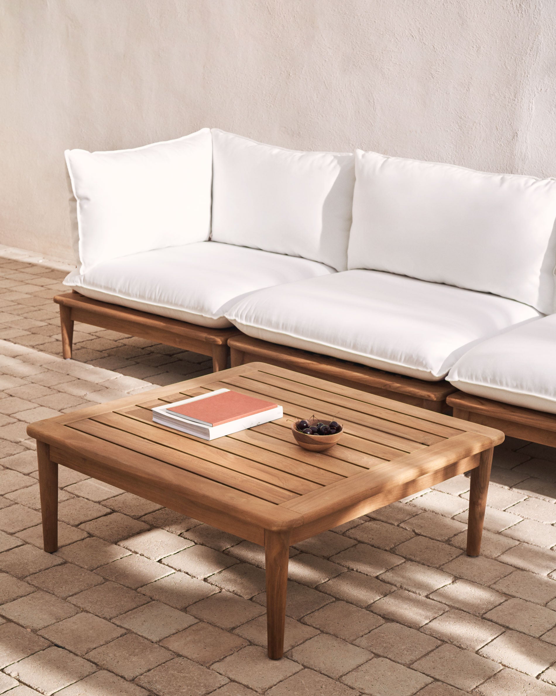 Portitxol modular corner armchair in solid teak - Lifestyle