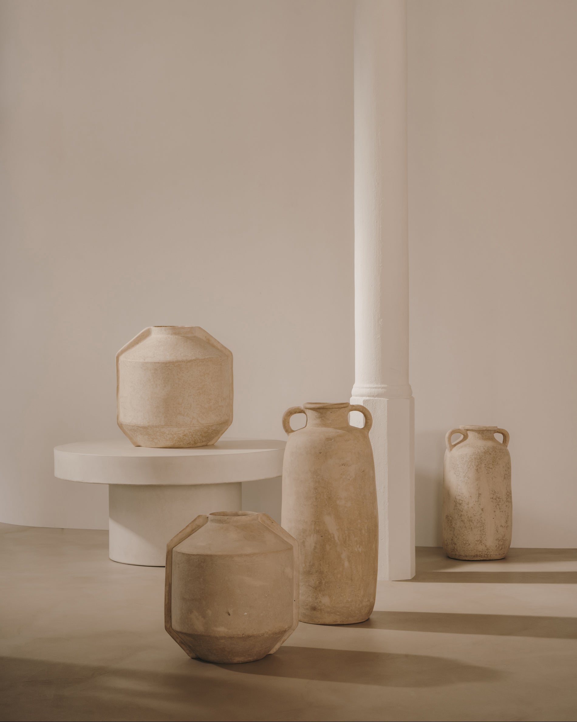 Meja beige papier-mâché vase 47 cm - Lifestyle