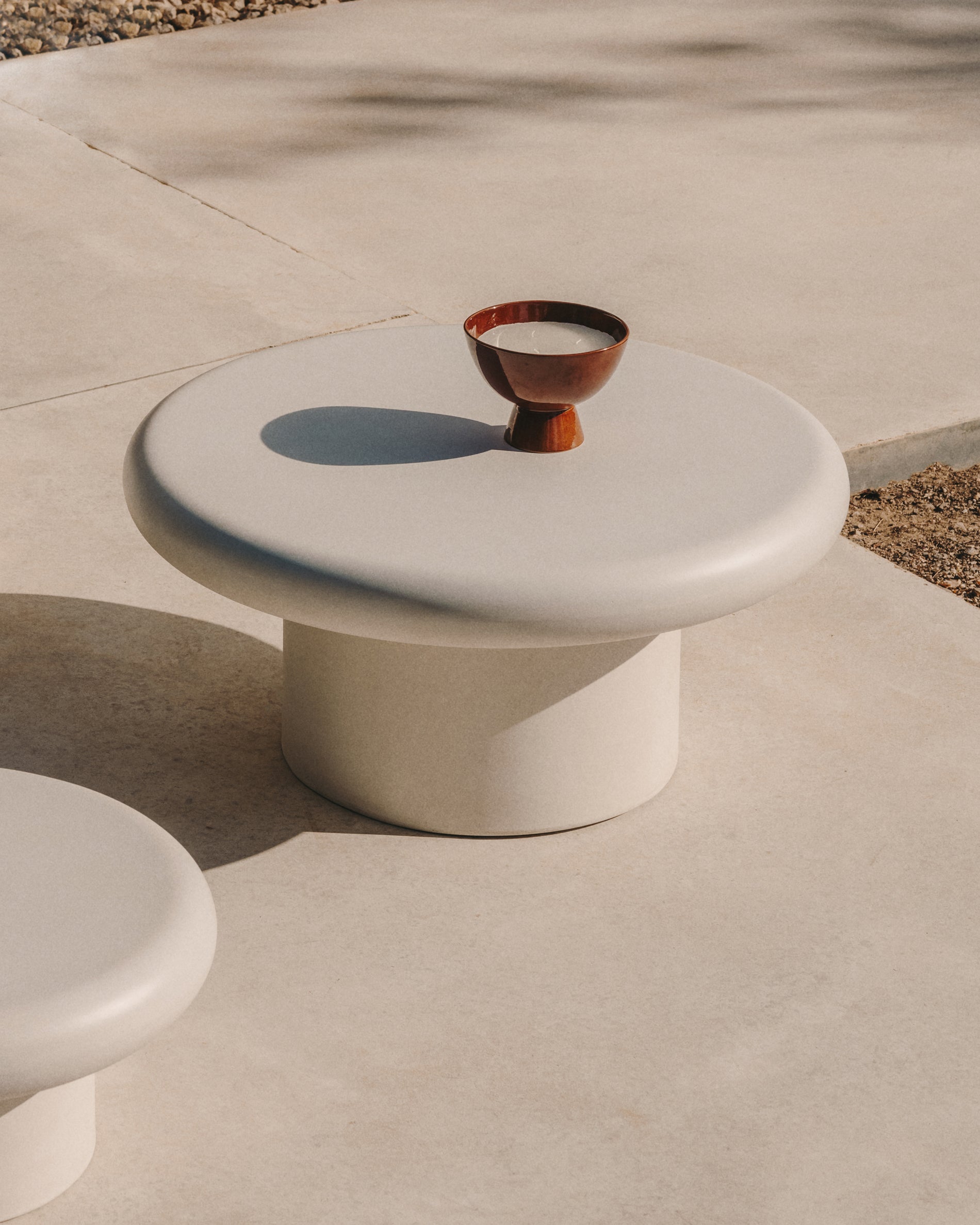 Addaia Round White Cement Coffee Table Ø90 cm - Lifestyle