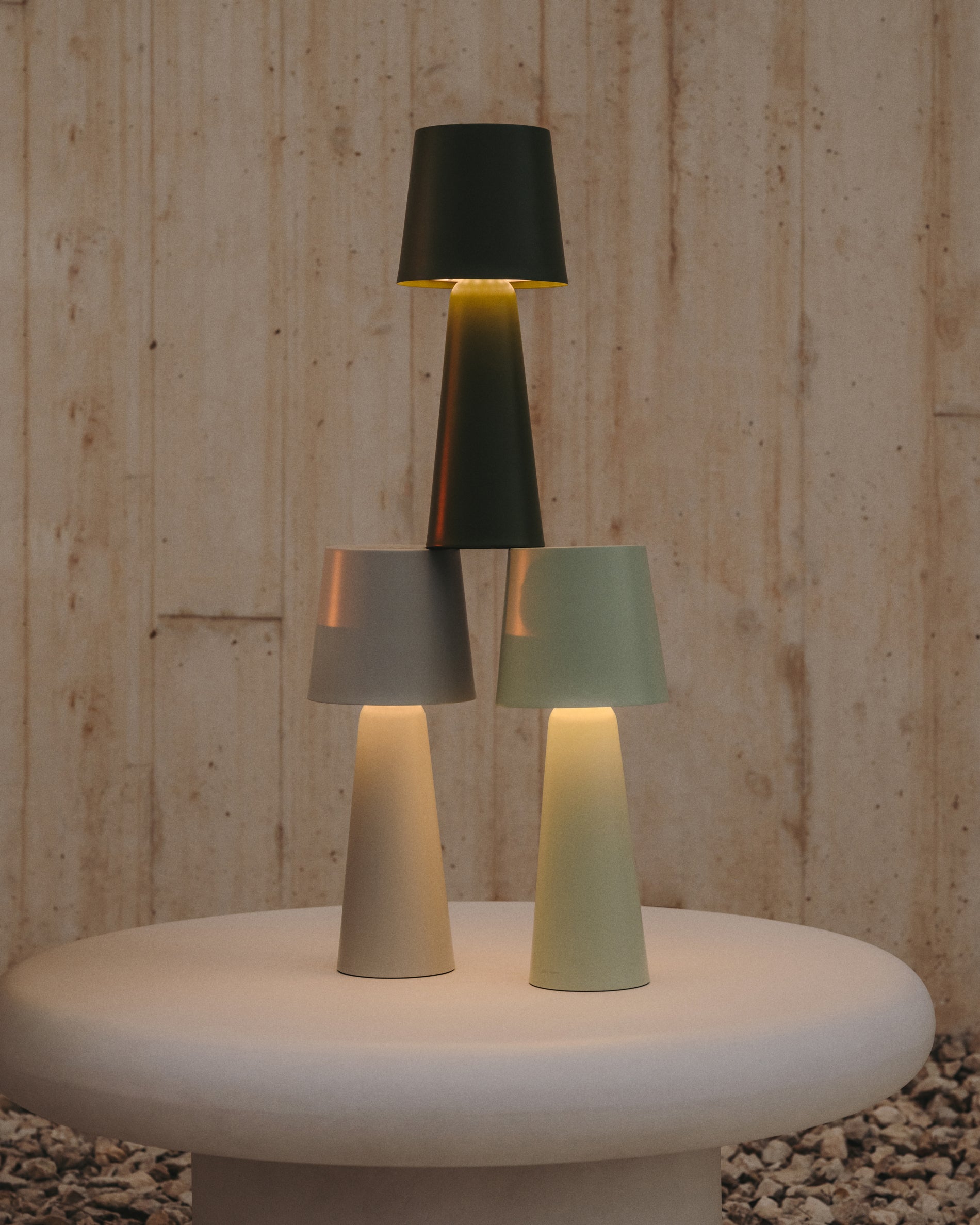 Arenys large outdoor metal table lamp in a turquoise painted finish - Lifestyle