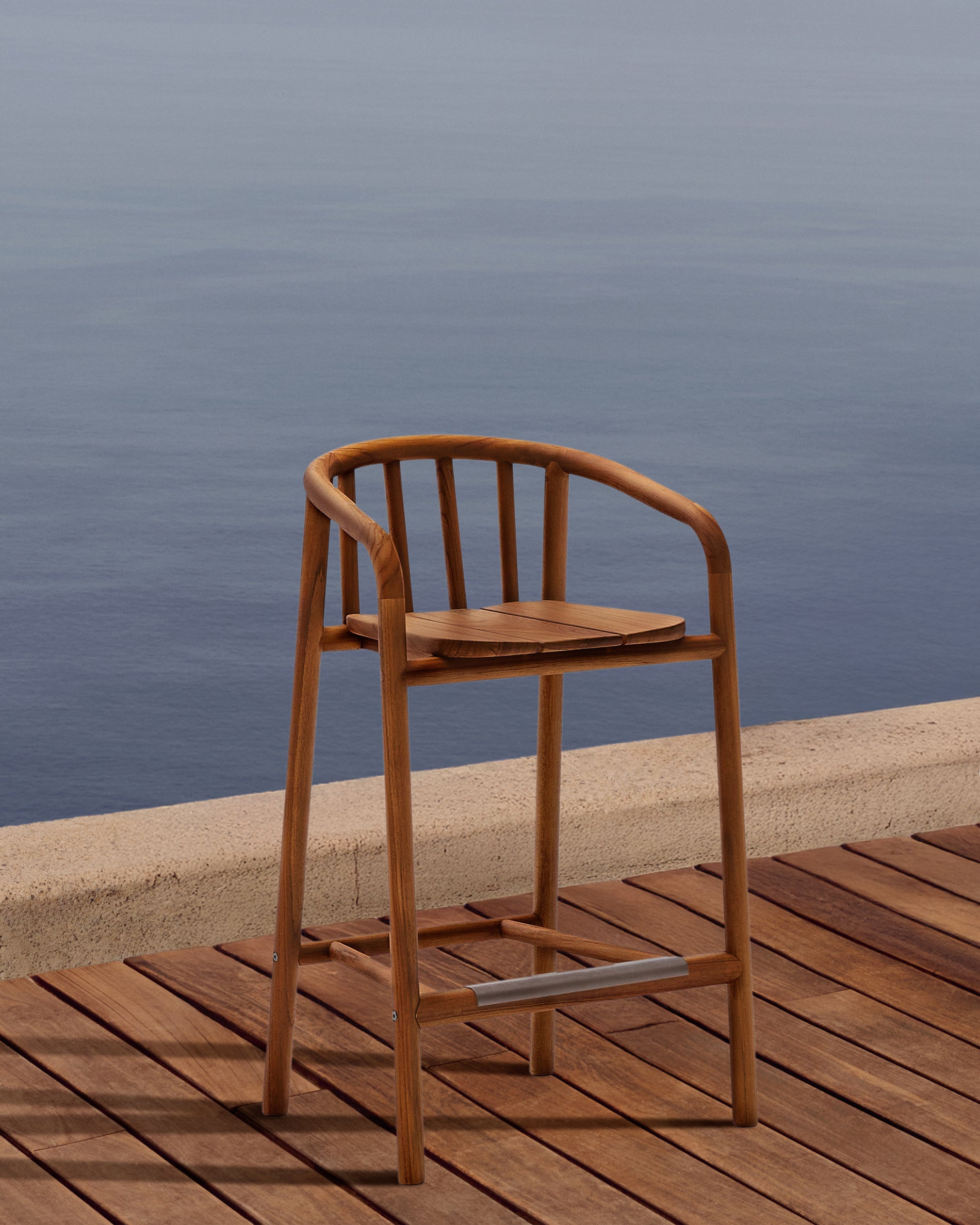 Turqueta outdoor stool made of FSC 100% solid teak wood, height 65cm - Lifestyle