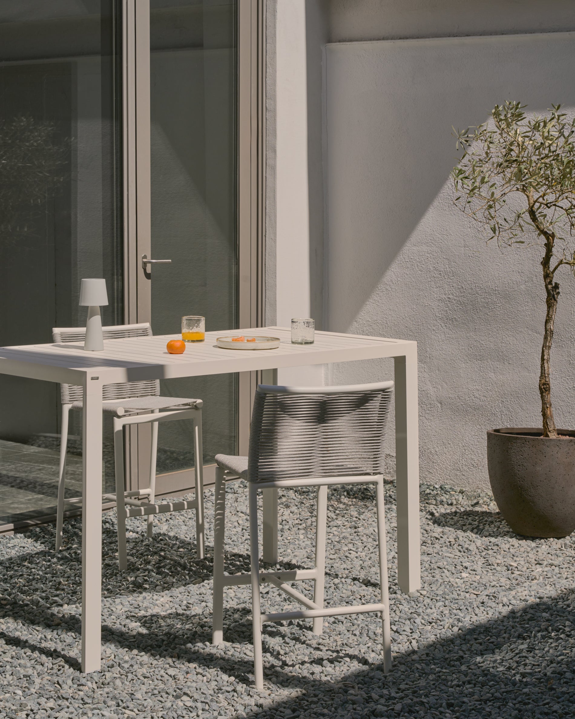 Culip outdoor stool made of rope cord and white aluminium, 65 cm - Lifestyle