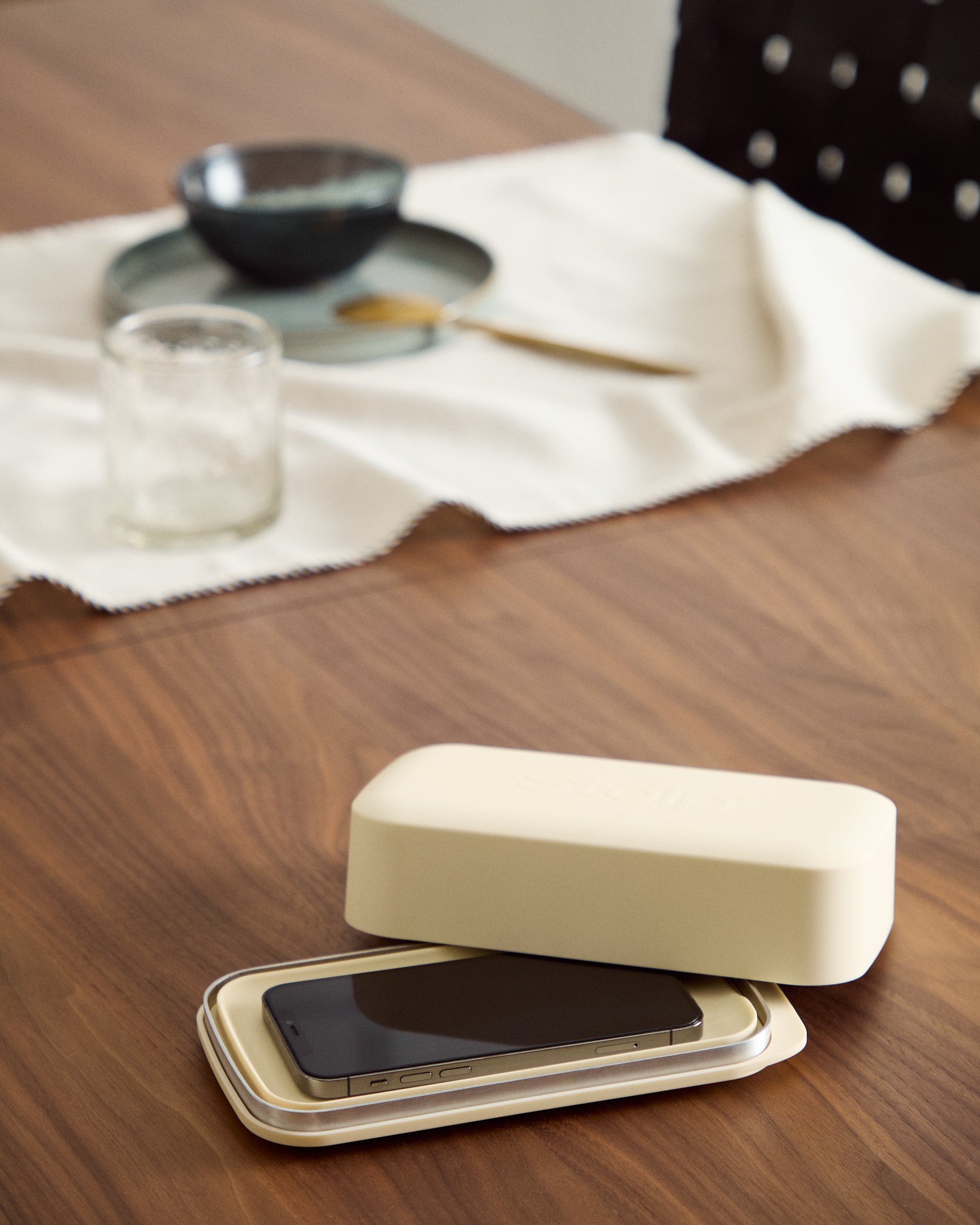 Faraday box for mobile phones in collaboration with Stolp® x KonMari, sand-coloured - Lifestyle