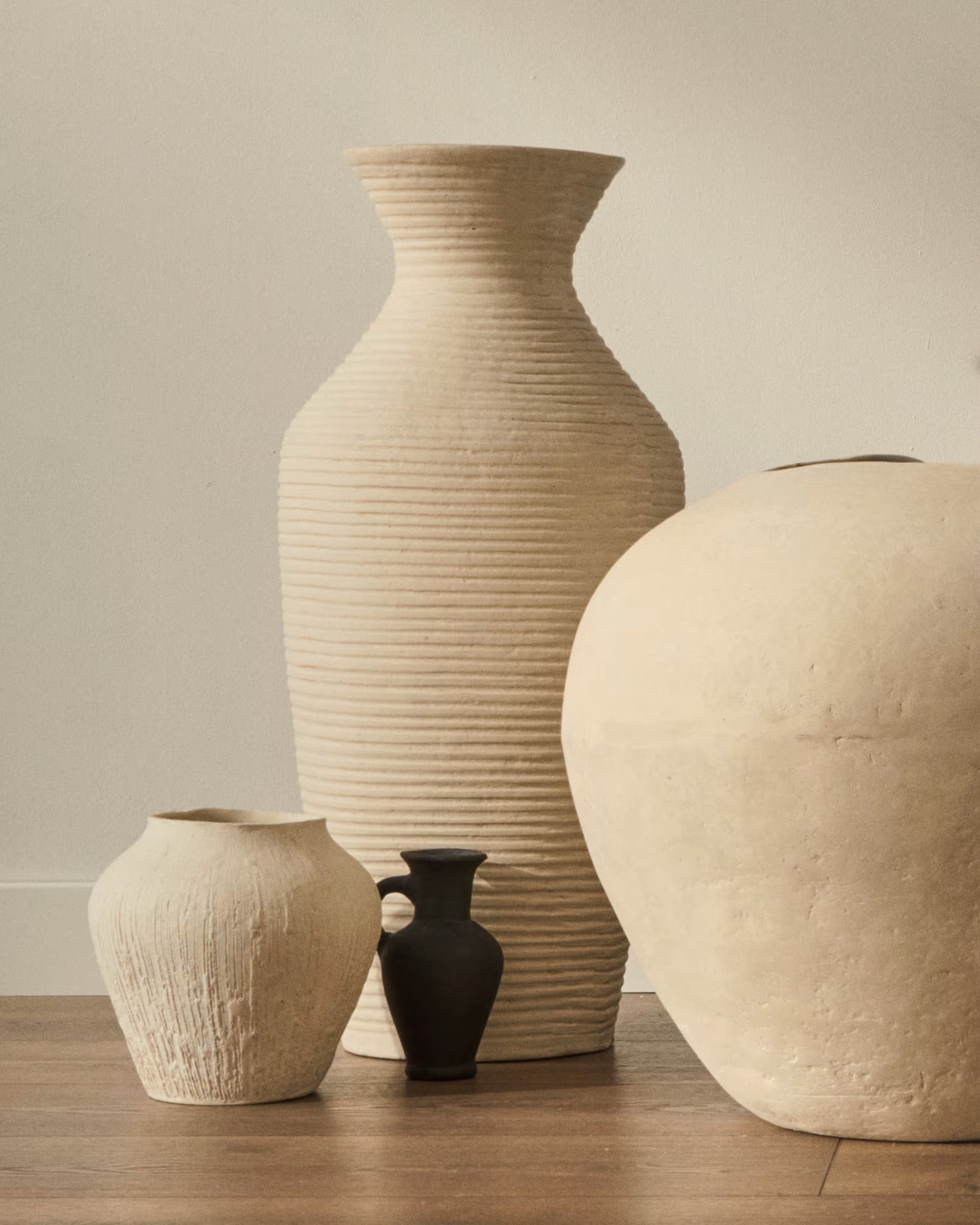 Pria white, papier mâché vase, 72 cm