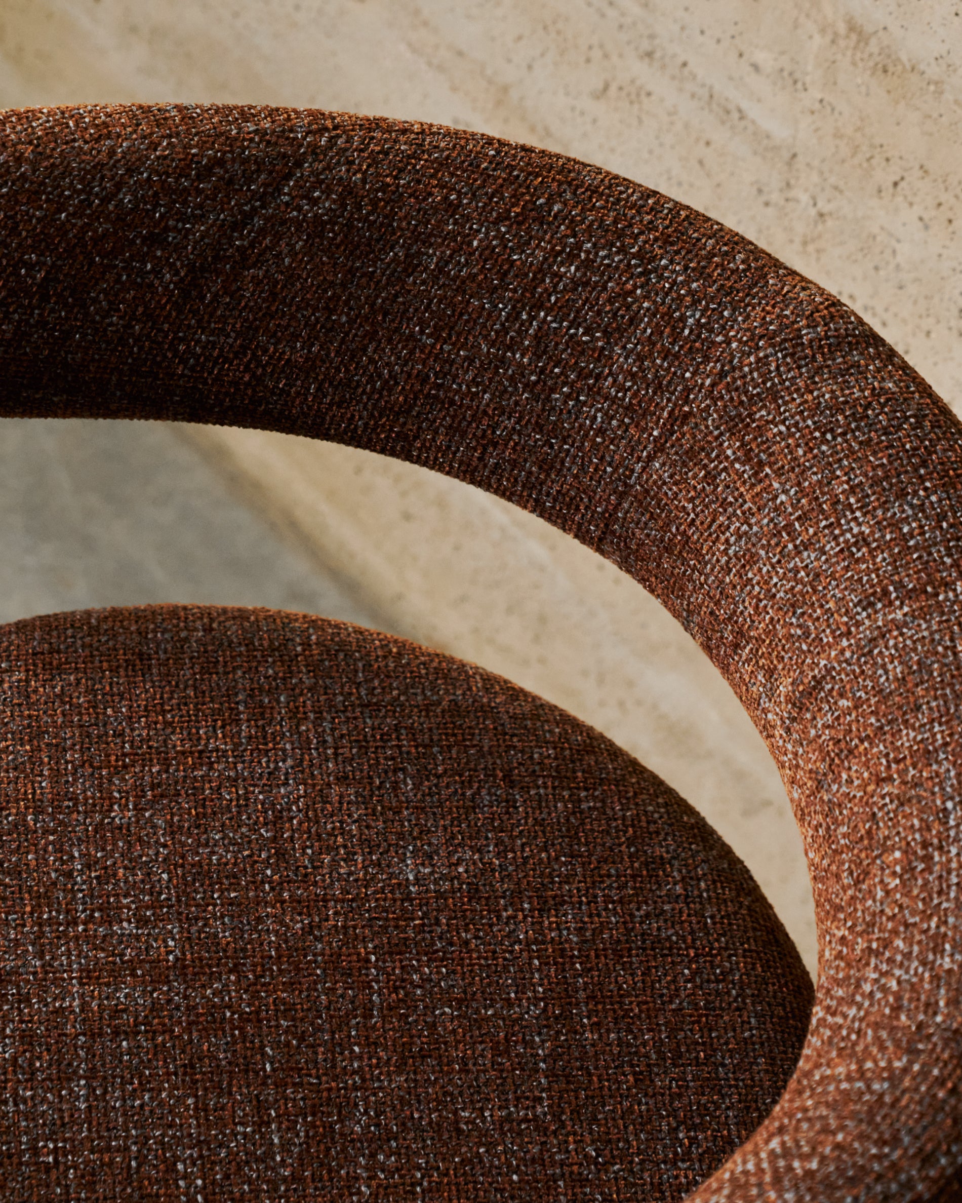 Granite 3-legged chair in brown chenille and with solid ash wood in a walnut finish FSC 100% - Lifestyle