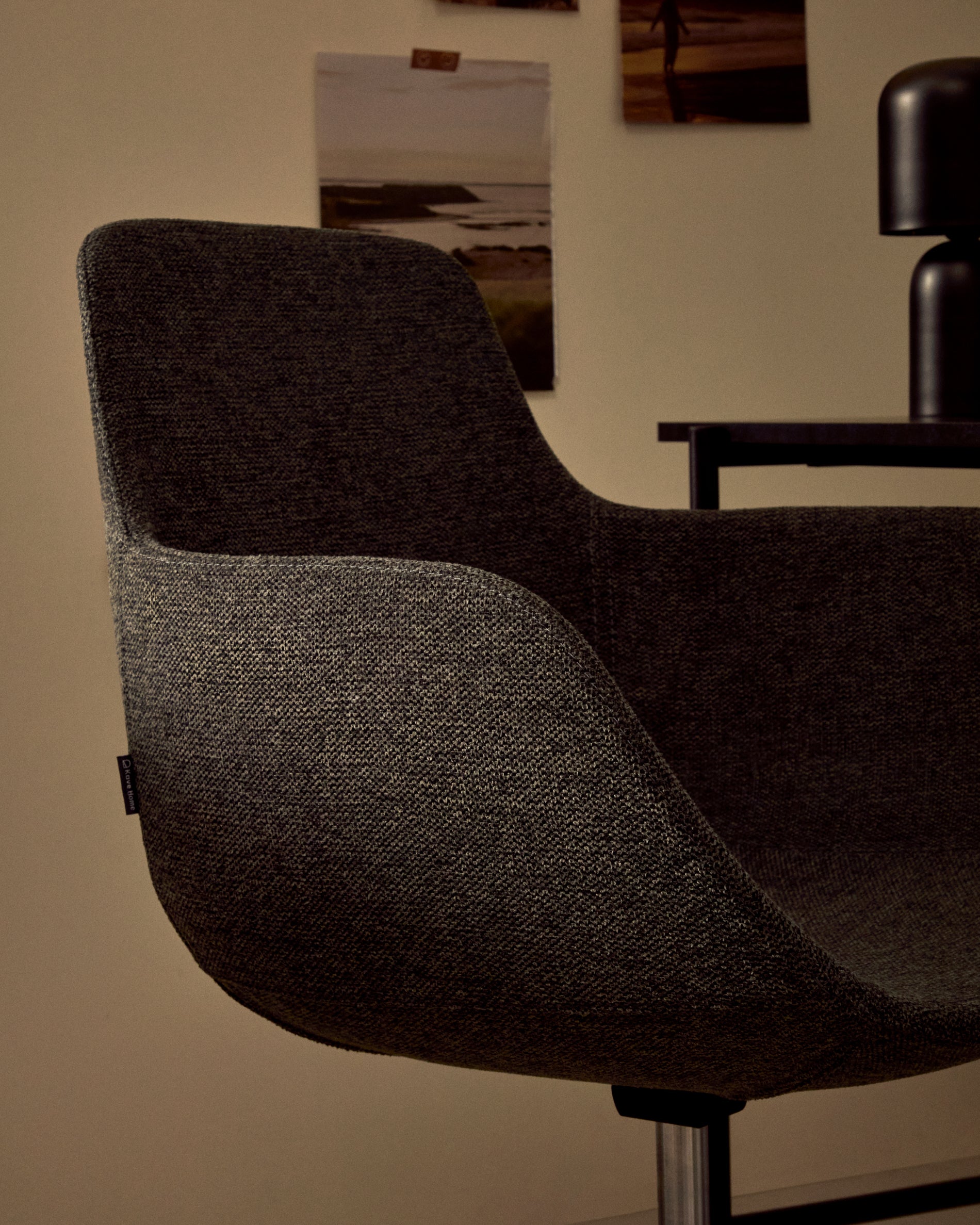 Tissiana dark grey and aluminium desk chair with matt black finish - Lifestyle