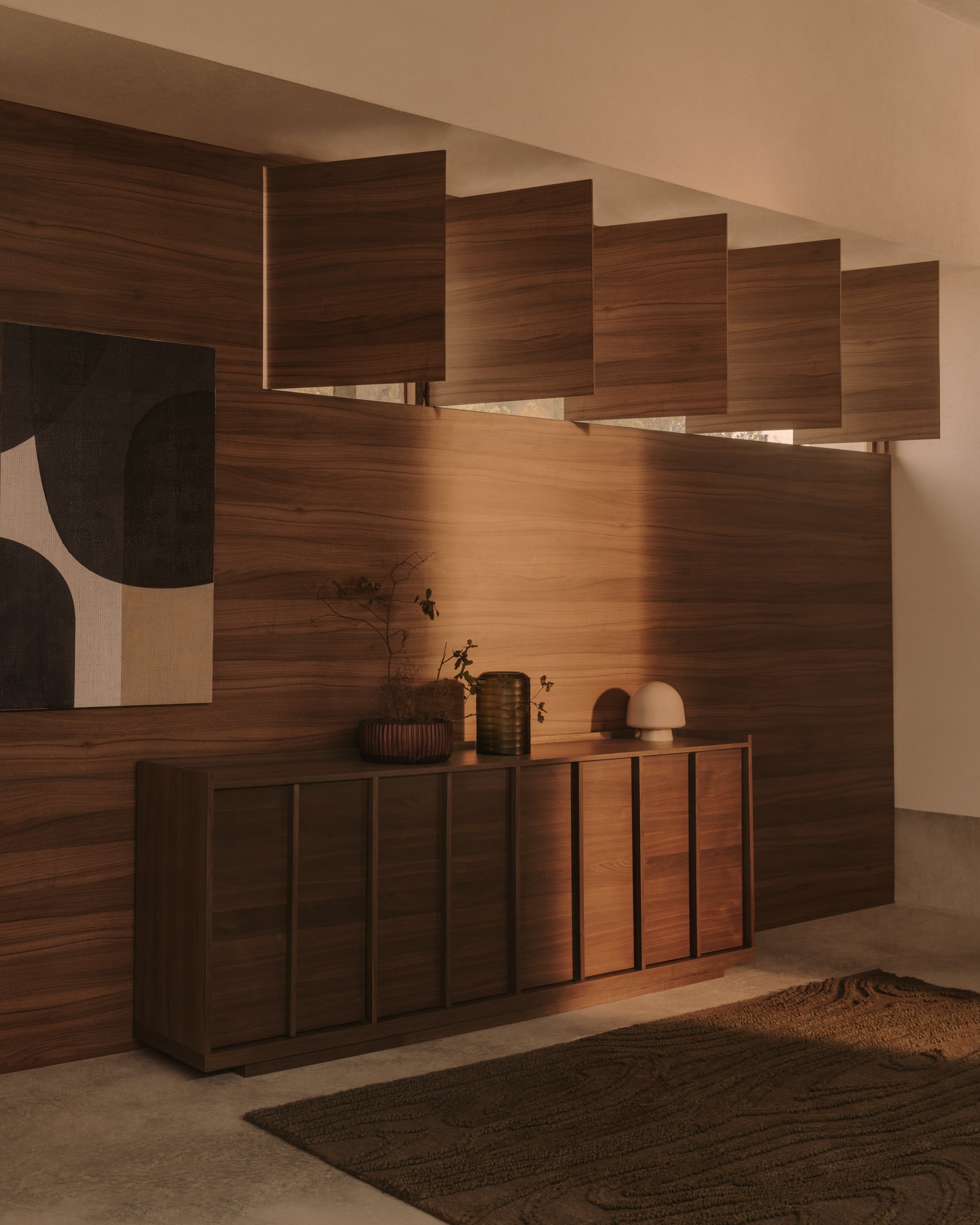Onix sideboard with a walnut veneer in a dark finish, 200 x 80 cm FSC Mix Credit - Lifestyle