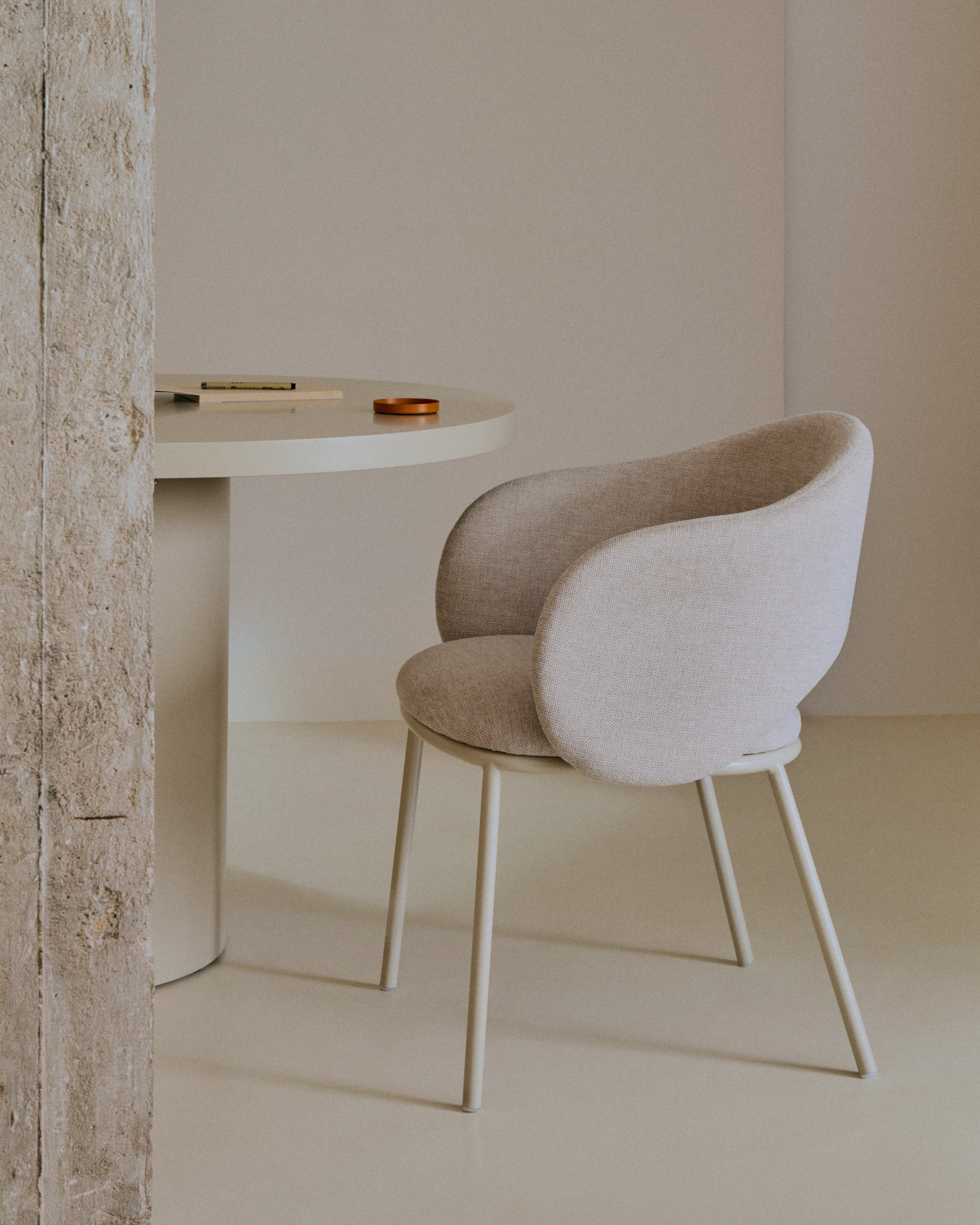 Maina chair in beige and steel legs in a beige finish, FSC Mix Credit - Lifestyle