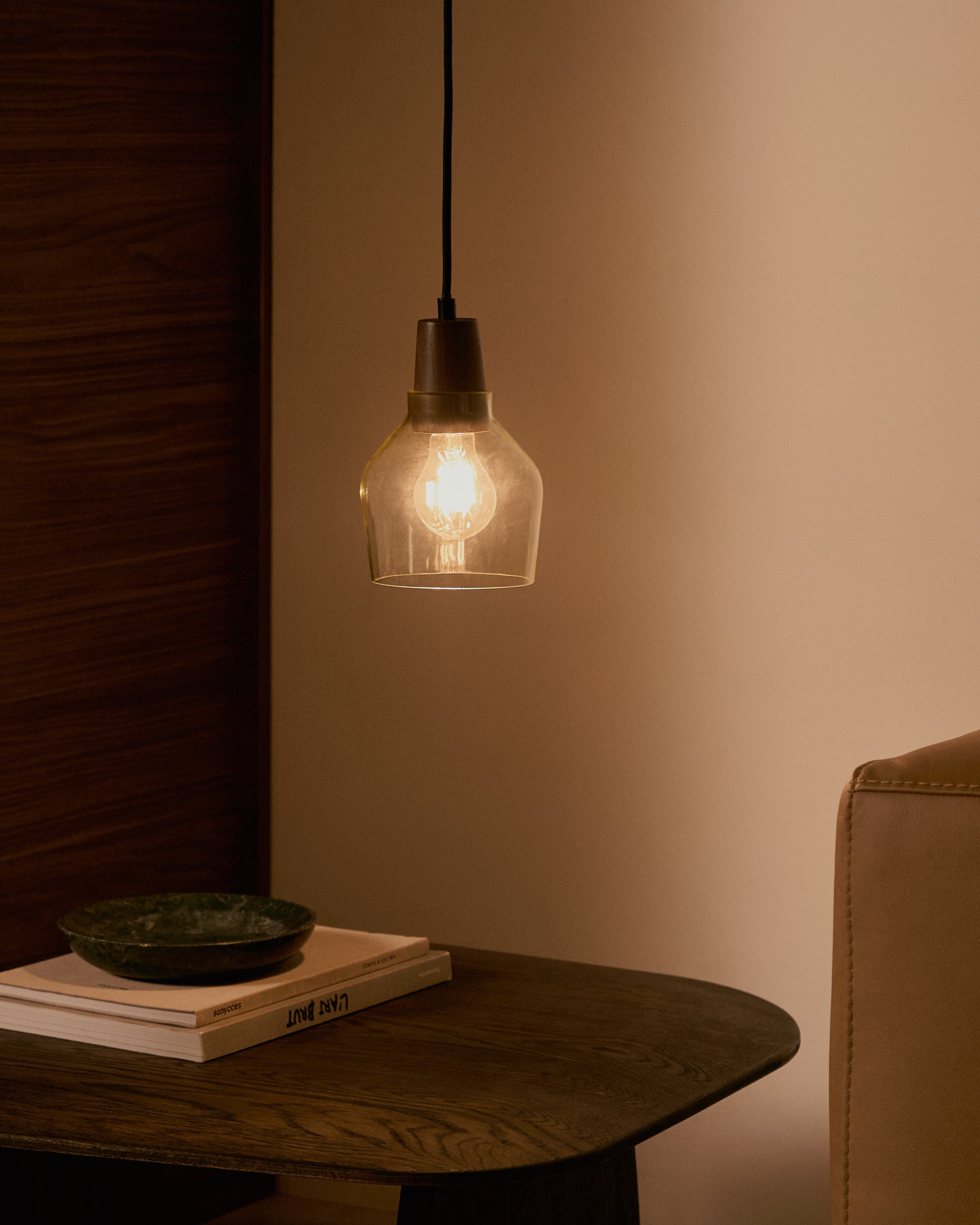 Silex green glass and walnut ceiling lamp, Ø 13 cm - Lifestyle