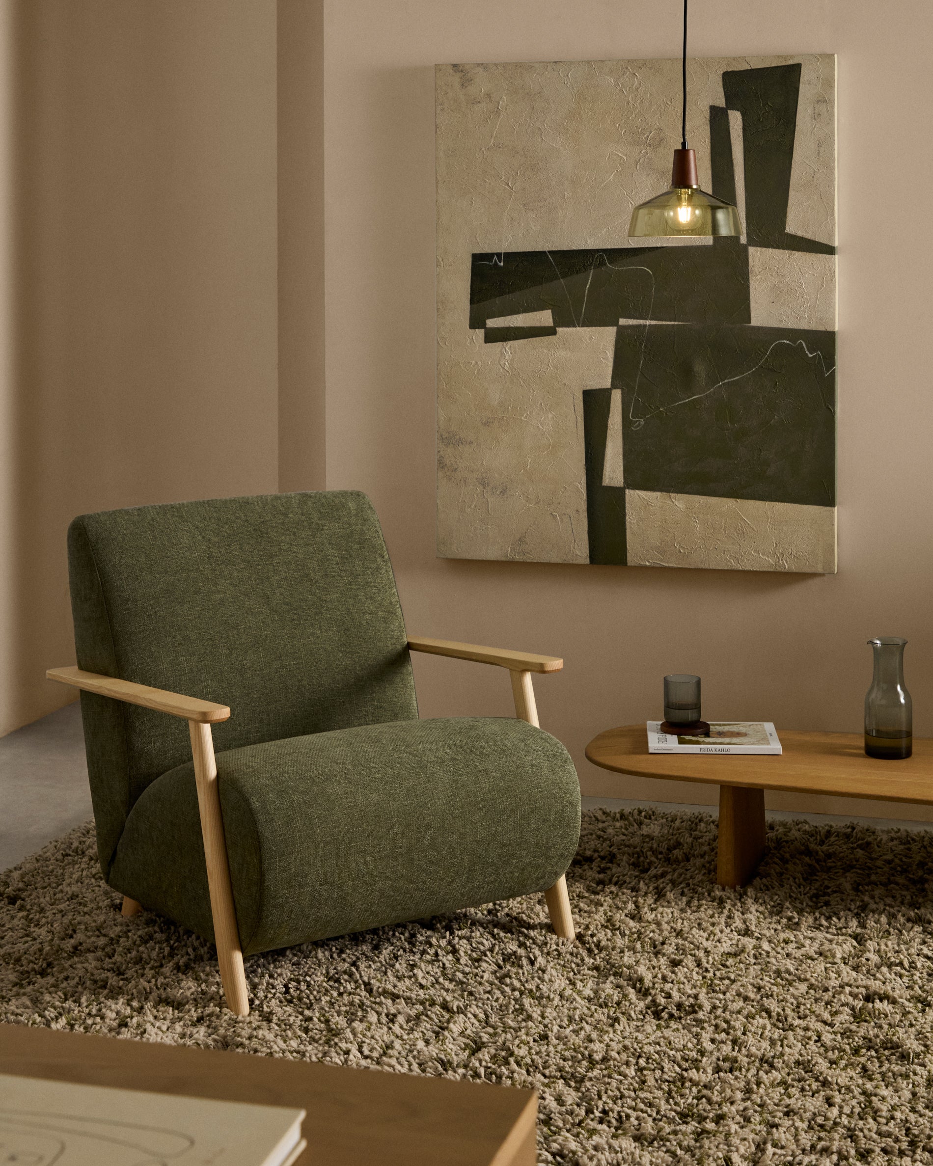 Fida, green abstract canvas, 118 x 94 cm - Lifestyle