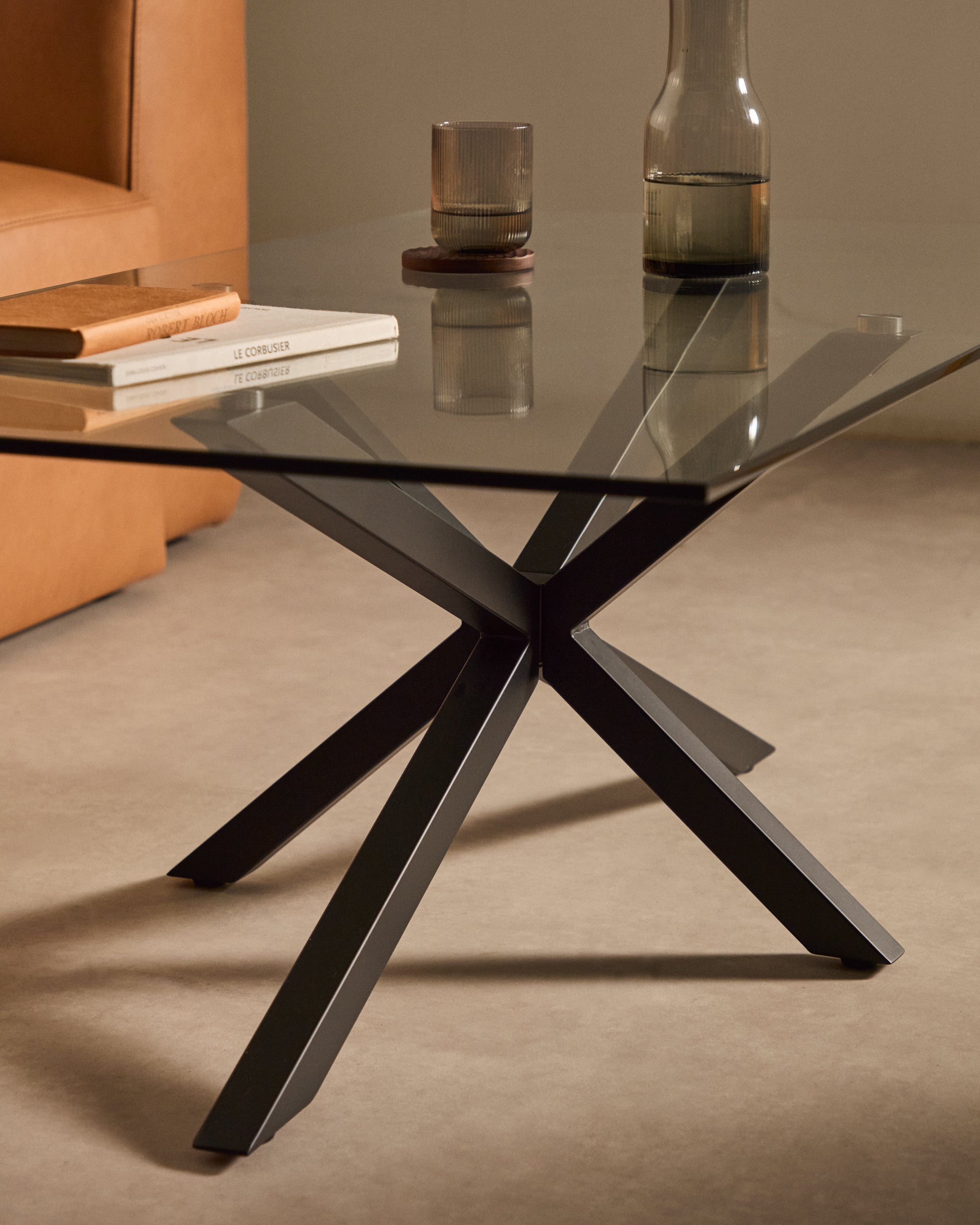 Argo coffee table glass black legs 130 x 70 cm - Lifestyle