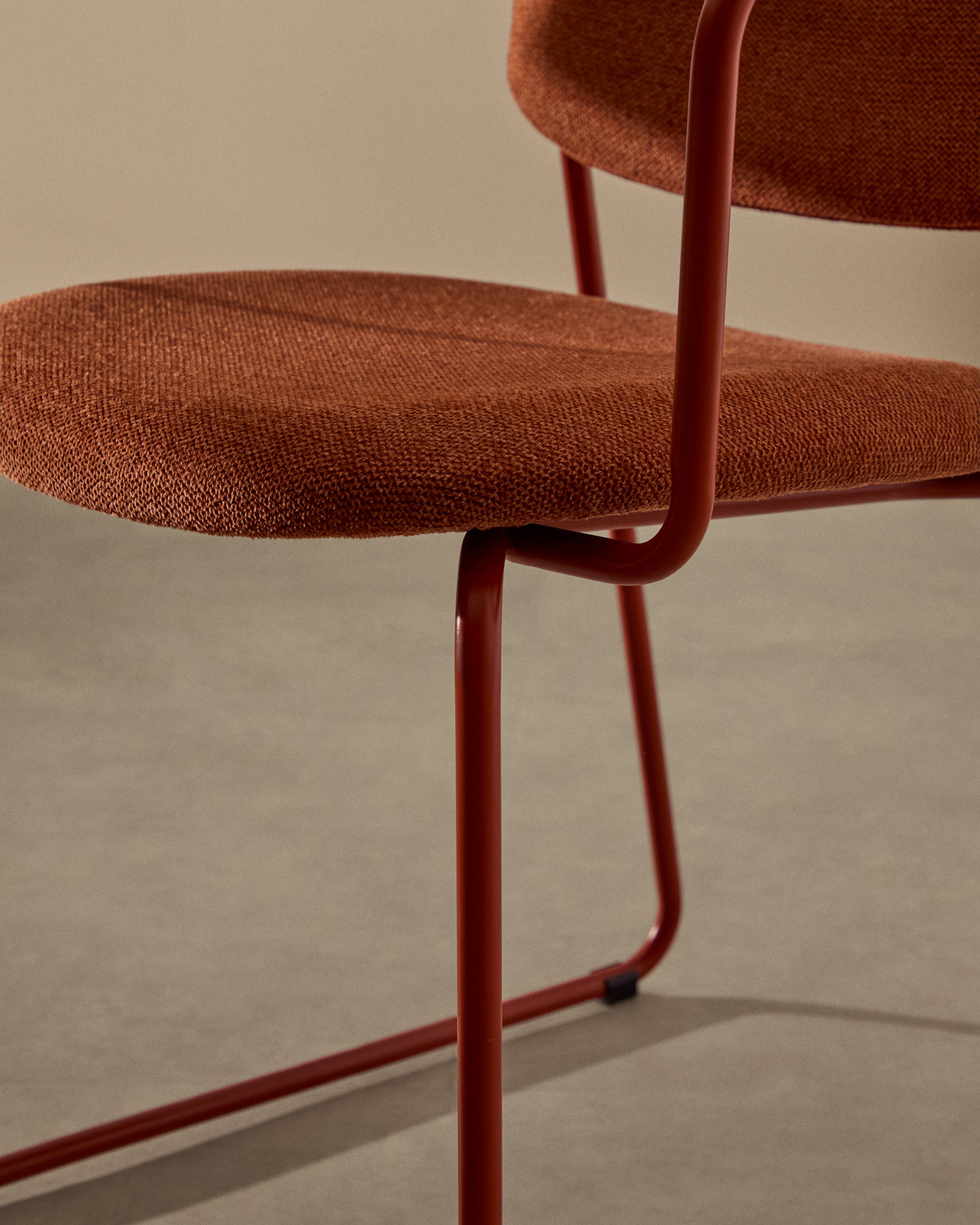 Meli chair in terracotta chenille with terracotta metal frame FSC Mix Credit - Lifestyle