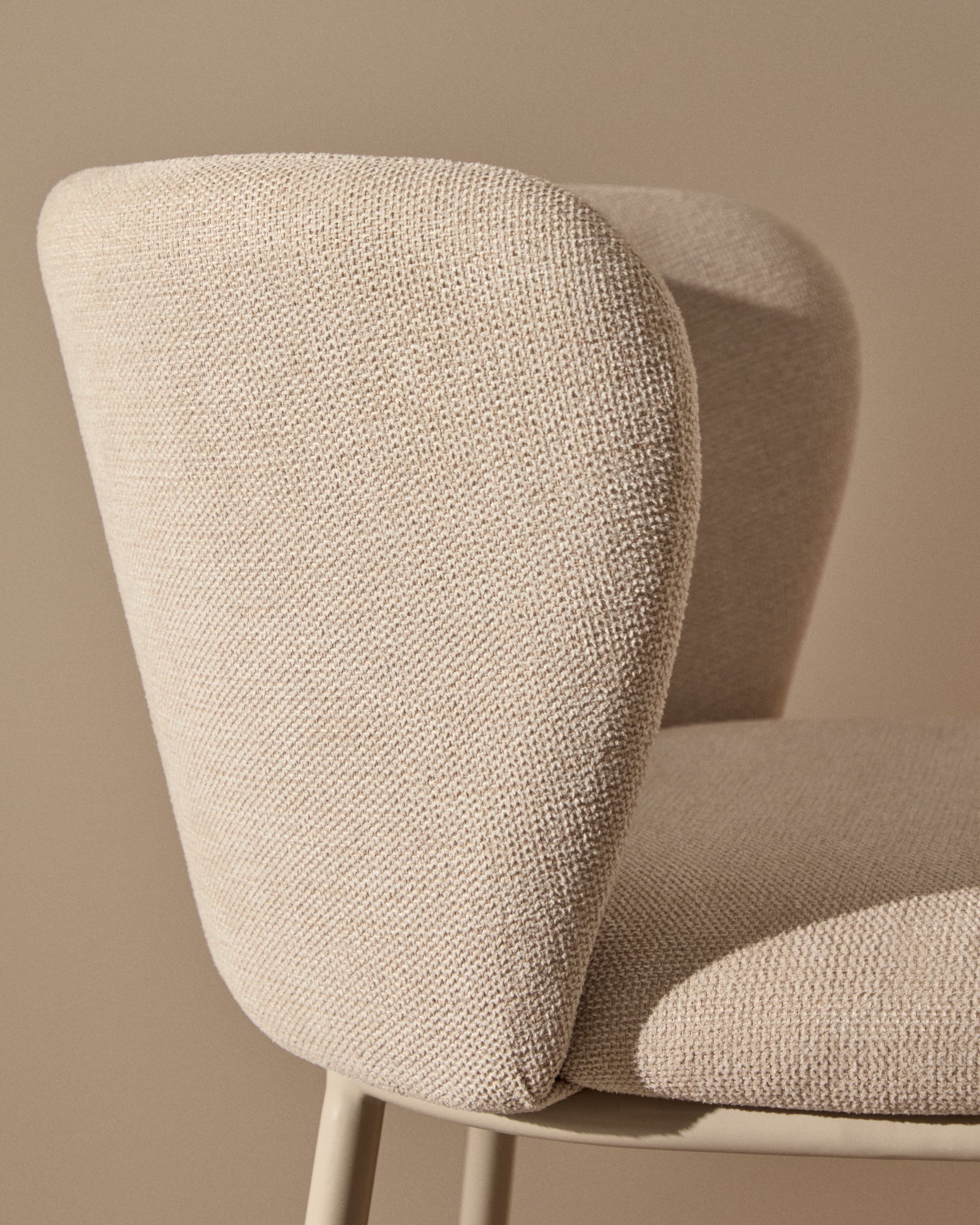 Ciselia stool in beige chenille and beige steel, height 65 cm, FSC Mix Credit - Lifestyle