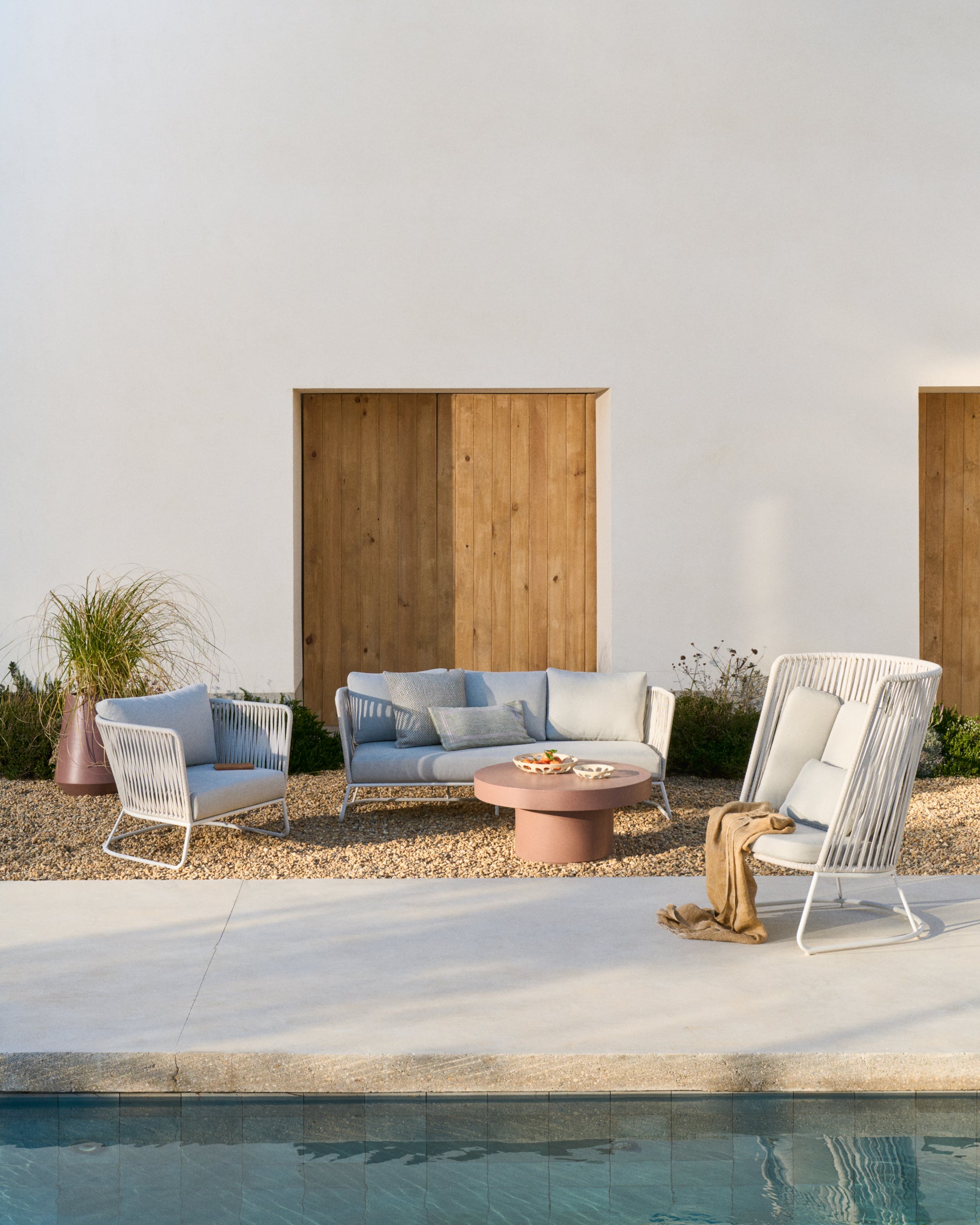Saconca outdoor 3-seater sofa in rope cord and grey galvanised steel 189cm - Lifestyle