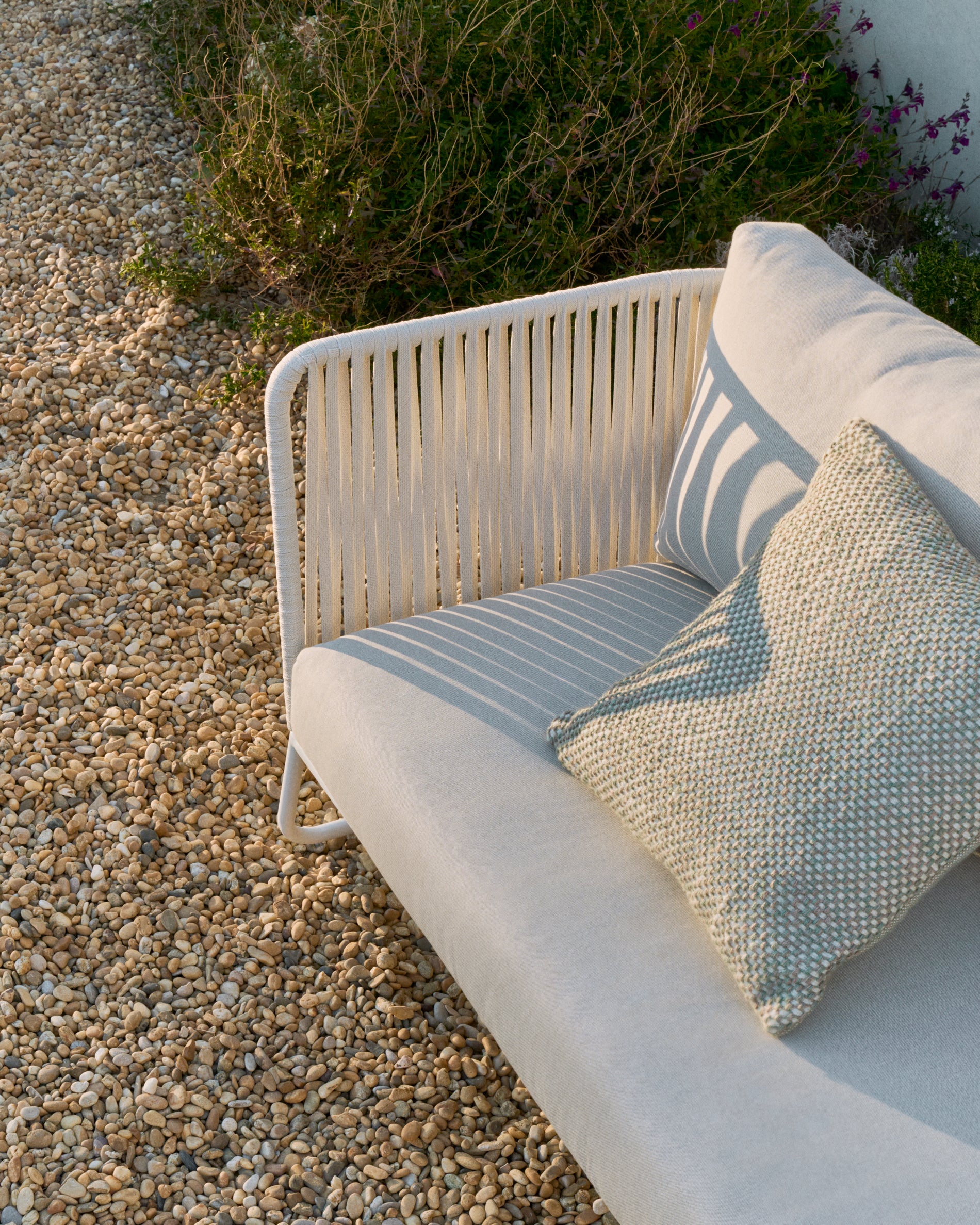 Saconca outdoor 3-seater sofa in rope cord and grey galvanised steel 189cm - Lifestyle