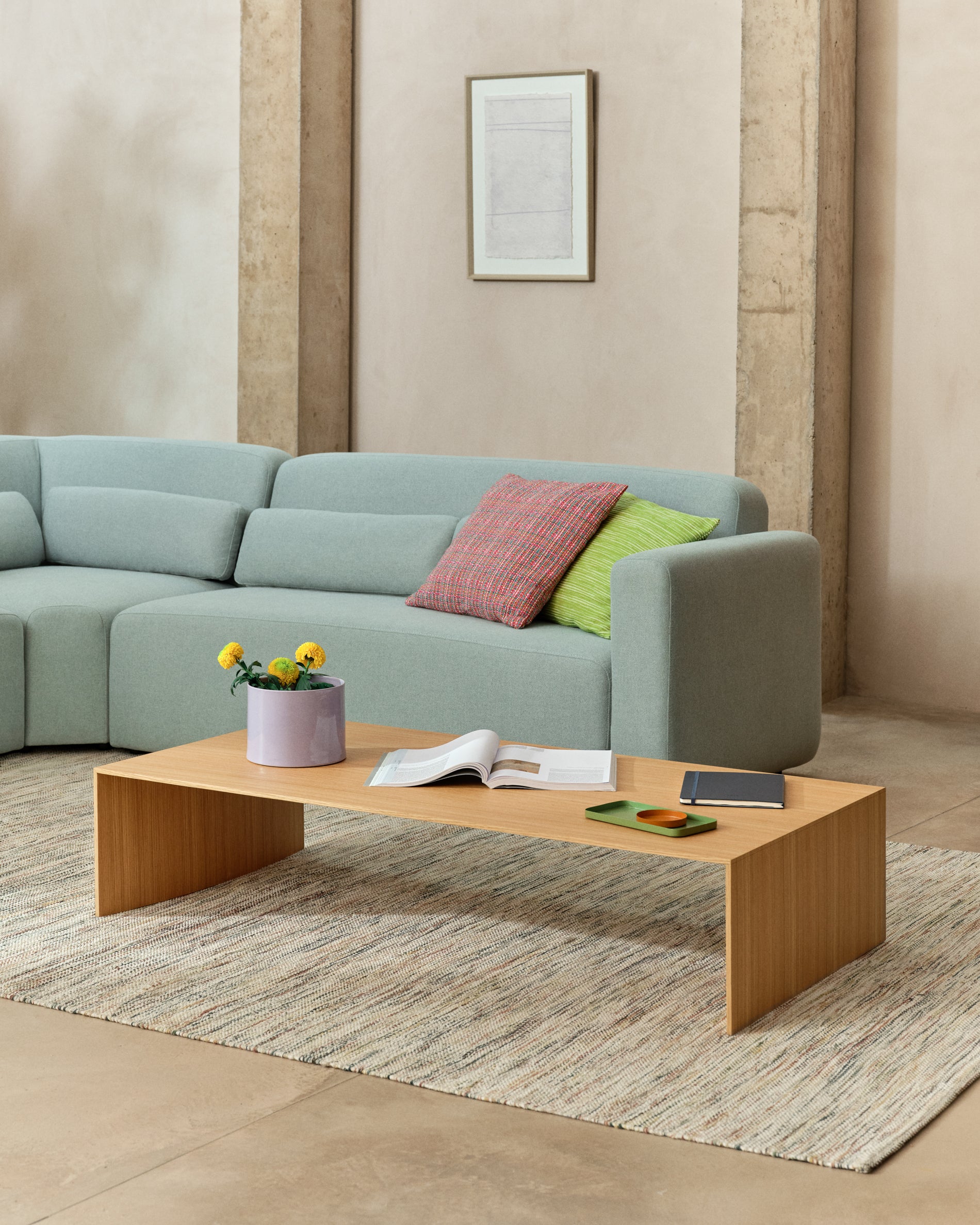 Litto oak veneer coffee table FSC Mix Credit, 140 x 70 cm - Lifestyle
