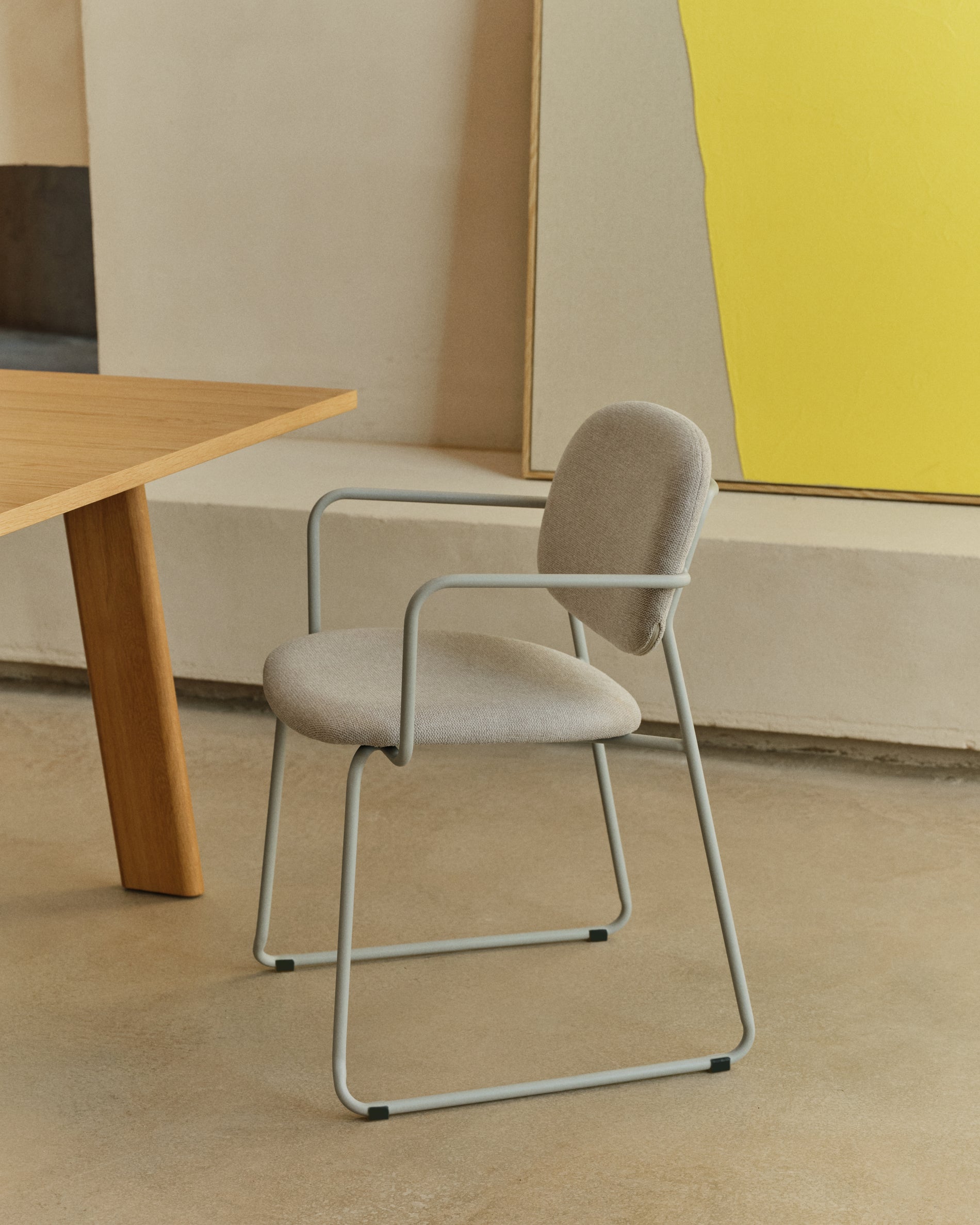 Meli chair in beige chenille with beige metal structure FSC Mix Credit - Lifestyle