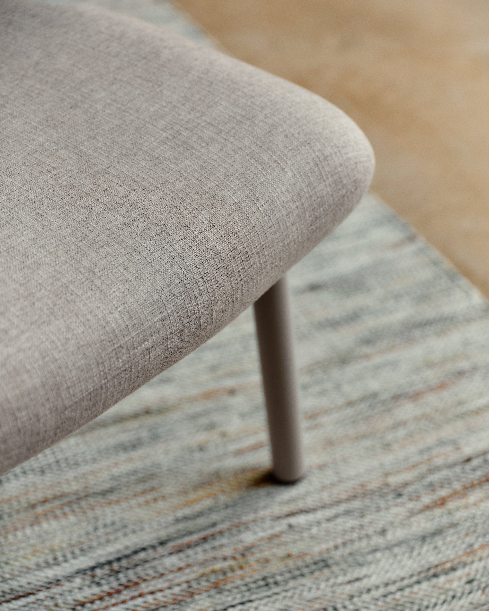 Inari footrest in beige and steel with beige painted finish 60 x 50cm FSC Mix Credit - Lifestyle