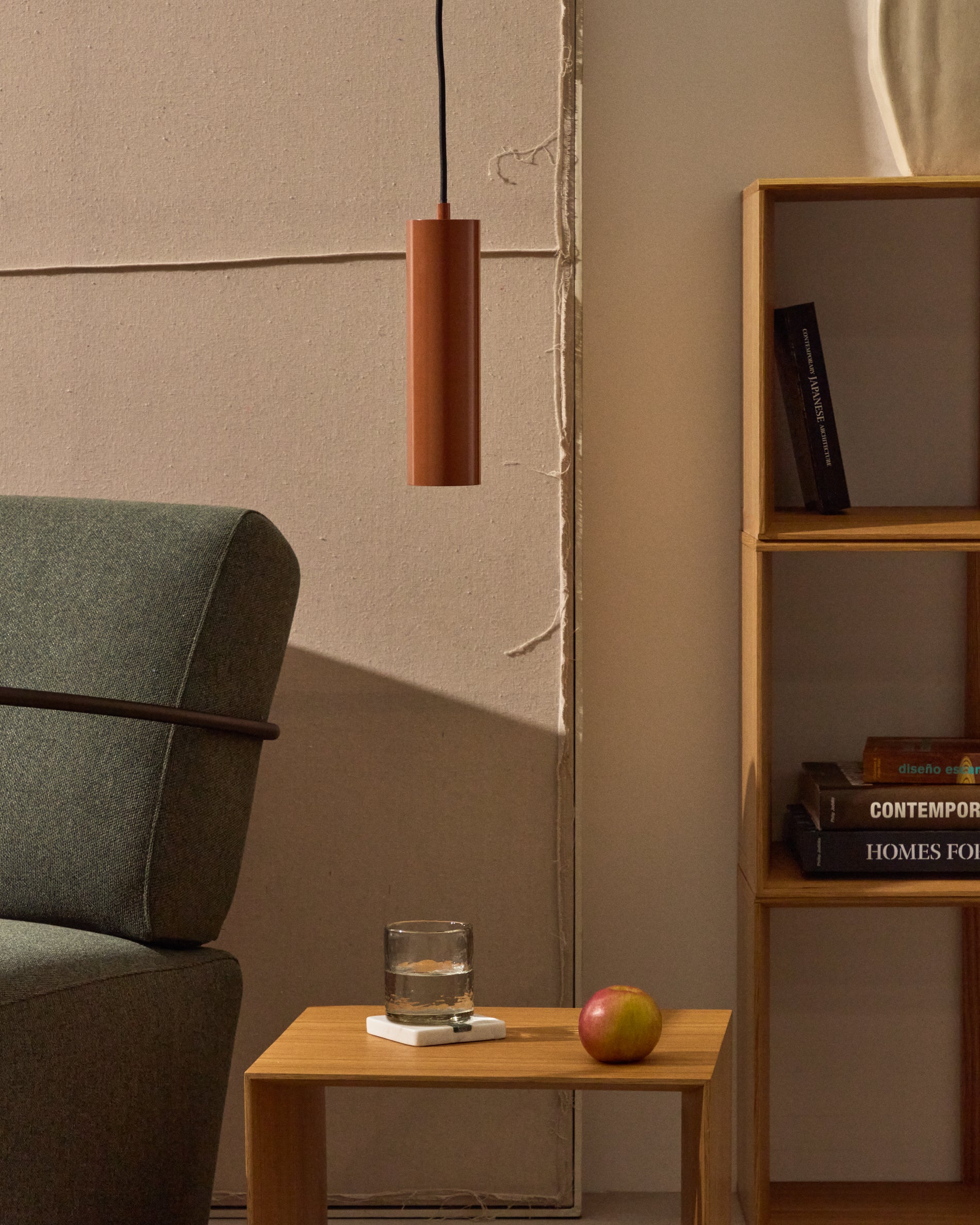 Andia aluminium ceiling lamp with terracotta painted finish - Lifestyle