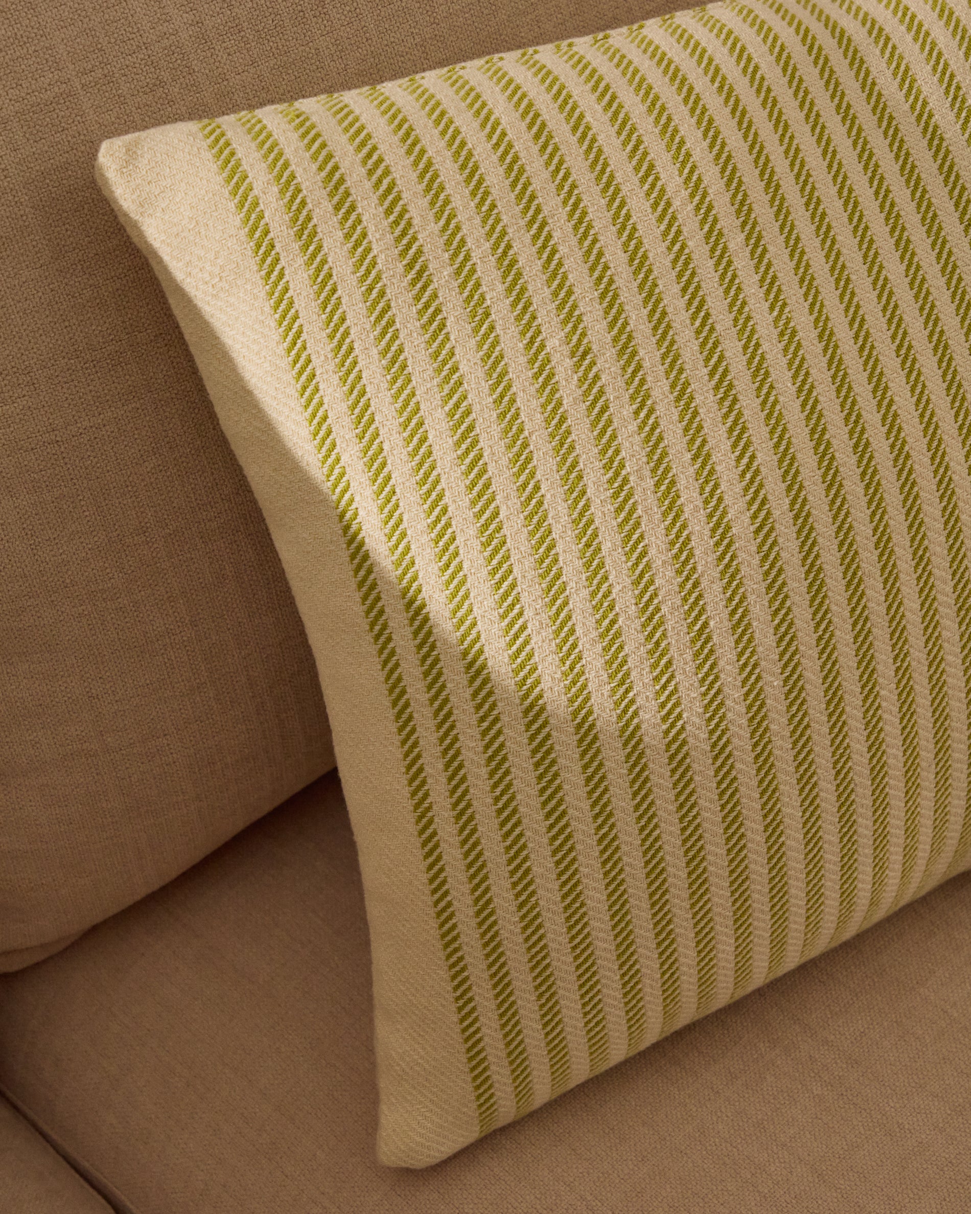 Lioris green striped cotton cushion cover 60 x 40cm - Lifestyle