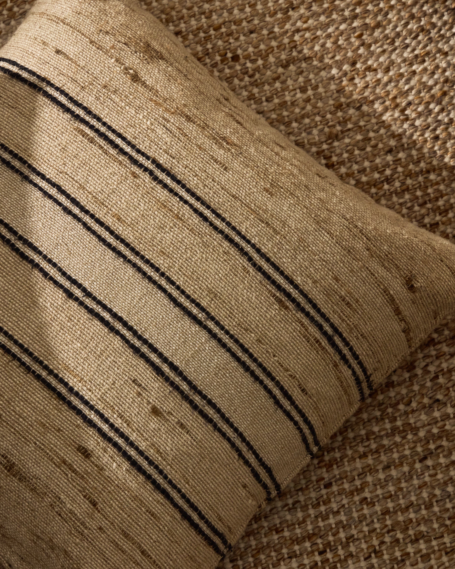 Dorien beige cushion cover with contrasting woven stripes 45 x 45cm - Lifestyle