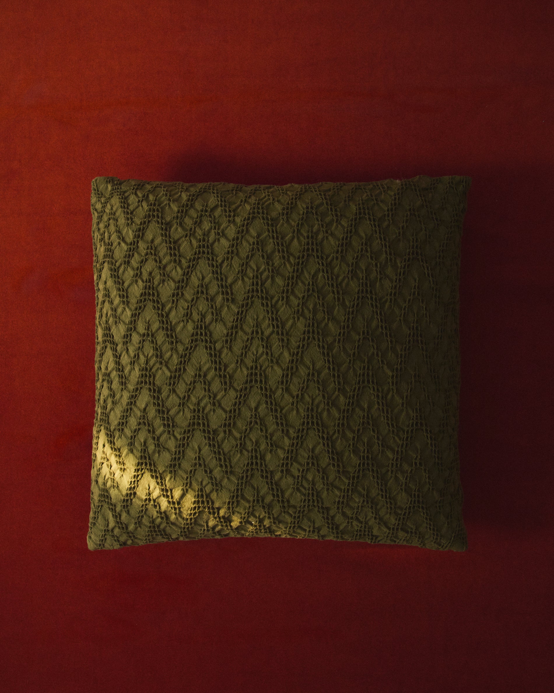 Evone cushion cover 100% cotton with waffle texture green 50 x 50 cm - Lifestyle