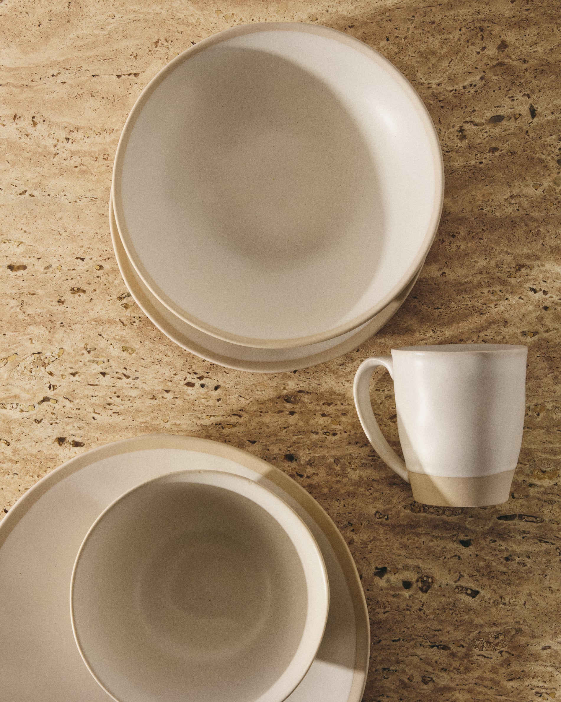 Beige Azir ceramic soup bowl - Lifestyle