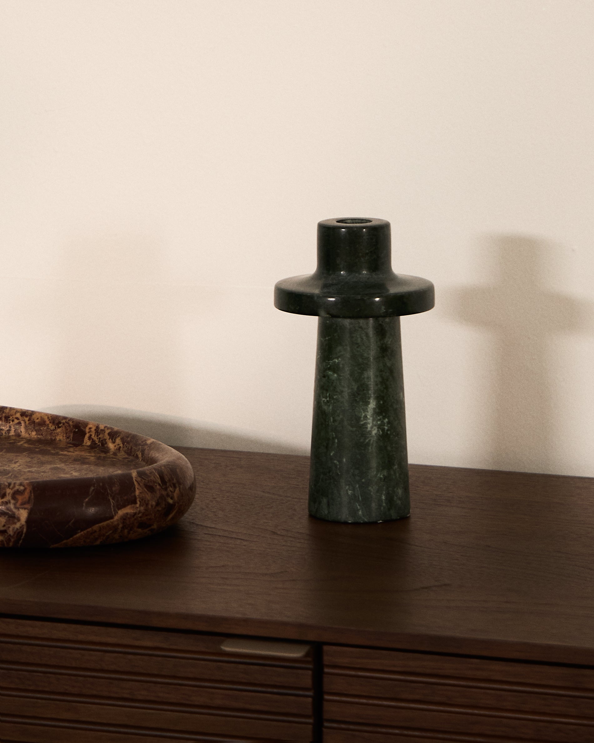 Zalvori green marble candle holder 18cm - Lifestyle