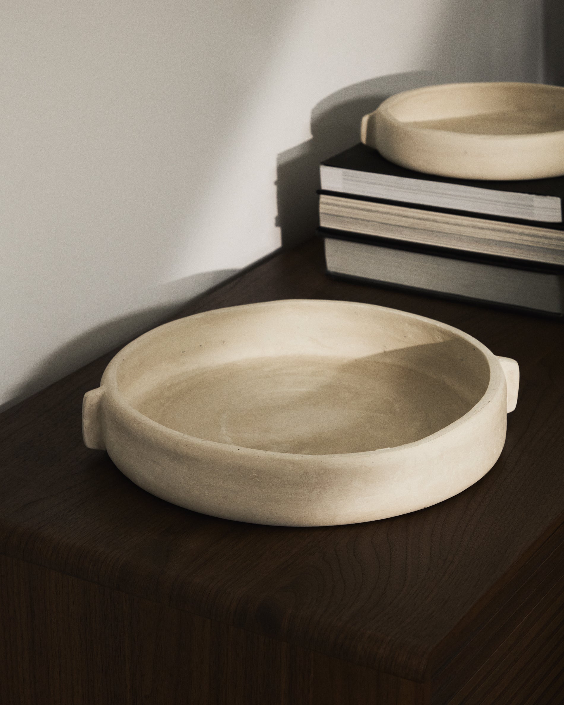 Mireni papier-mâché centrepiece beige Ø 31 cm - Lifestyle