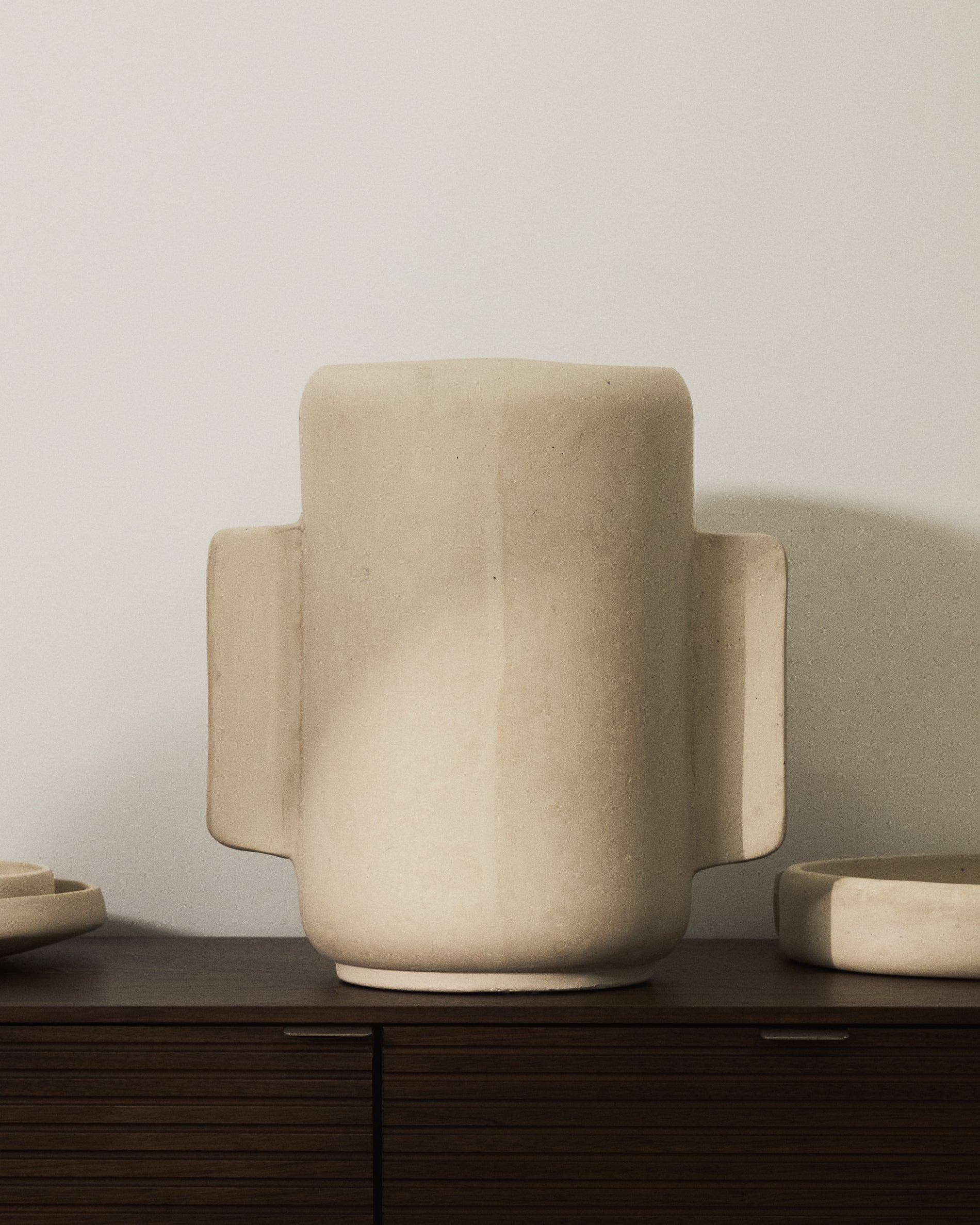 Mireni papier-mâché vase beige 38 cm - Lifestyle