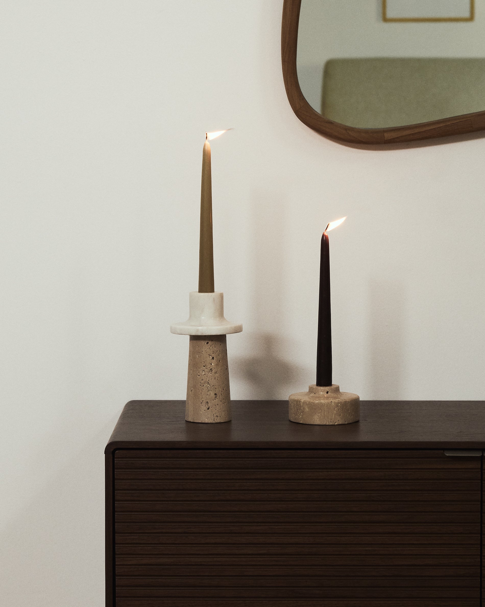 Zalvori travertine candle holder 6cm - Lifestyle