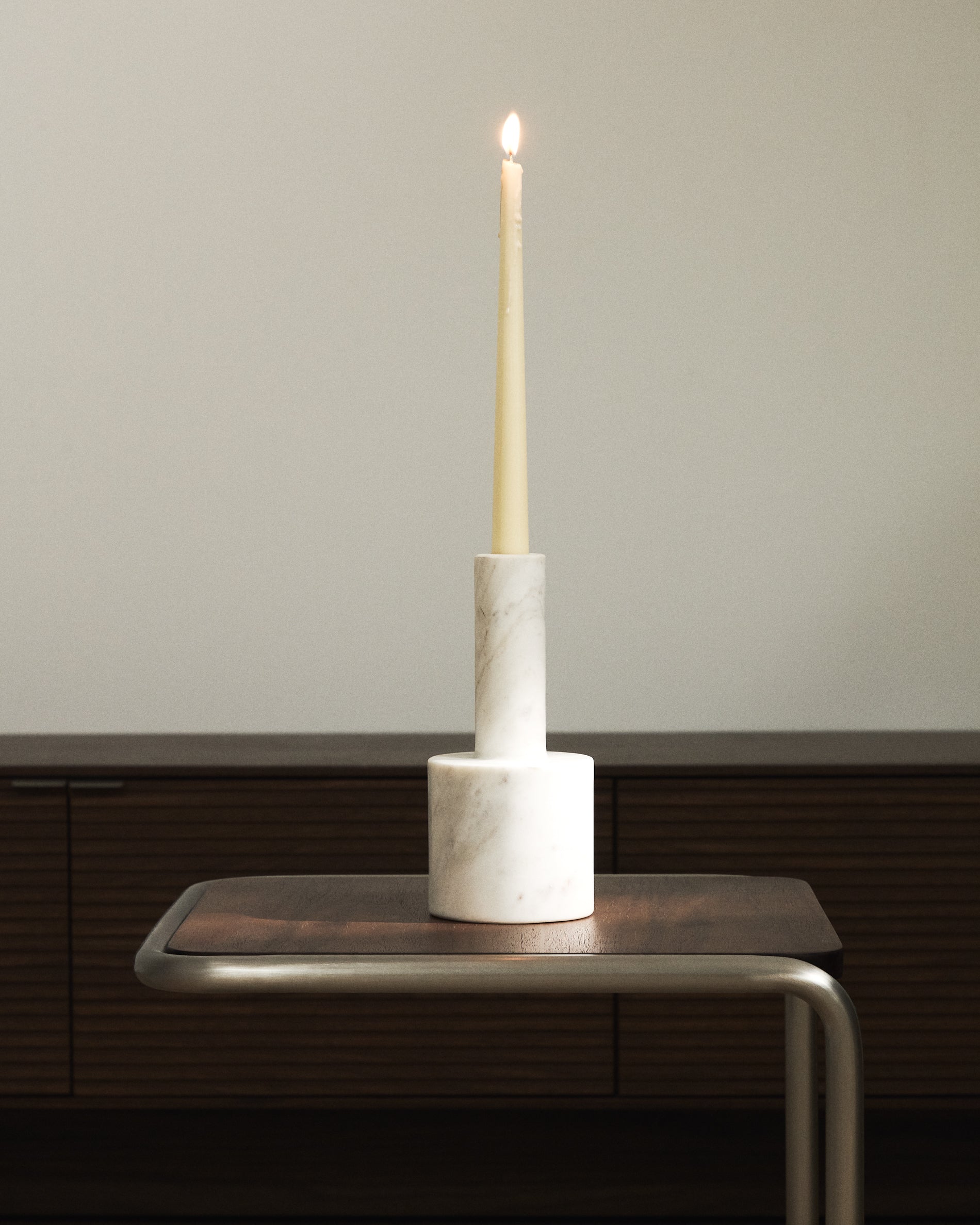 Zalvori white marble candle holder 23cm - Lifestyle