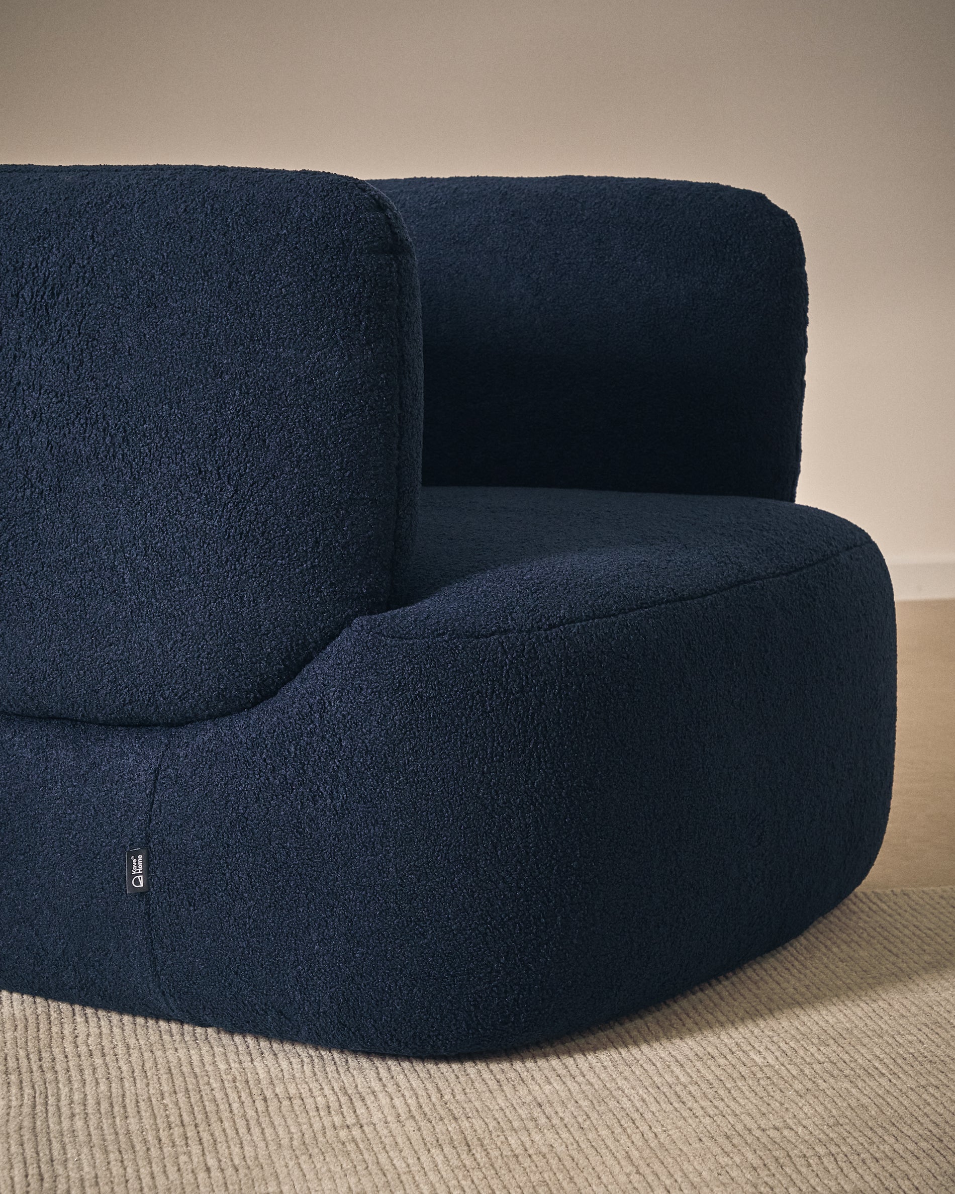 Martina navy blue bouclé armchair with cushion FSC Mix Credit - Lifestyle