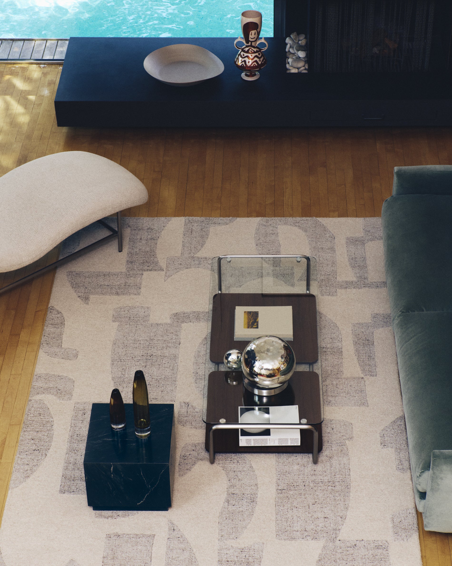 Norela grey jacquard wool blend rug 300 x 200cm - Lifestyle