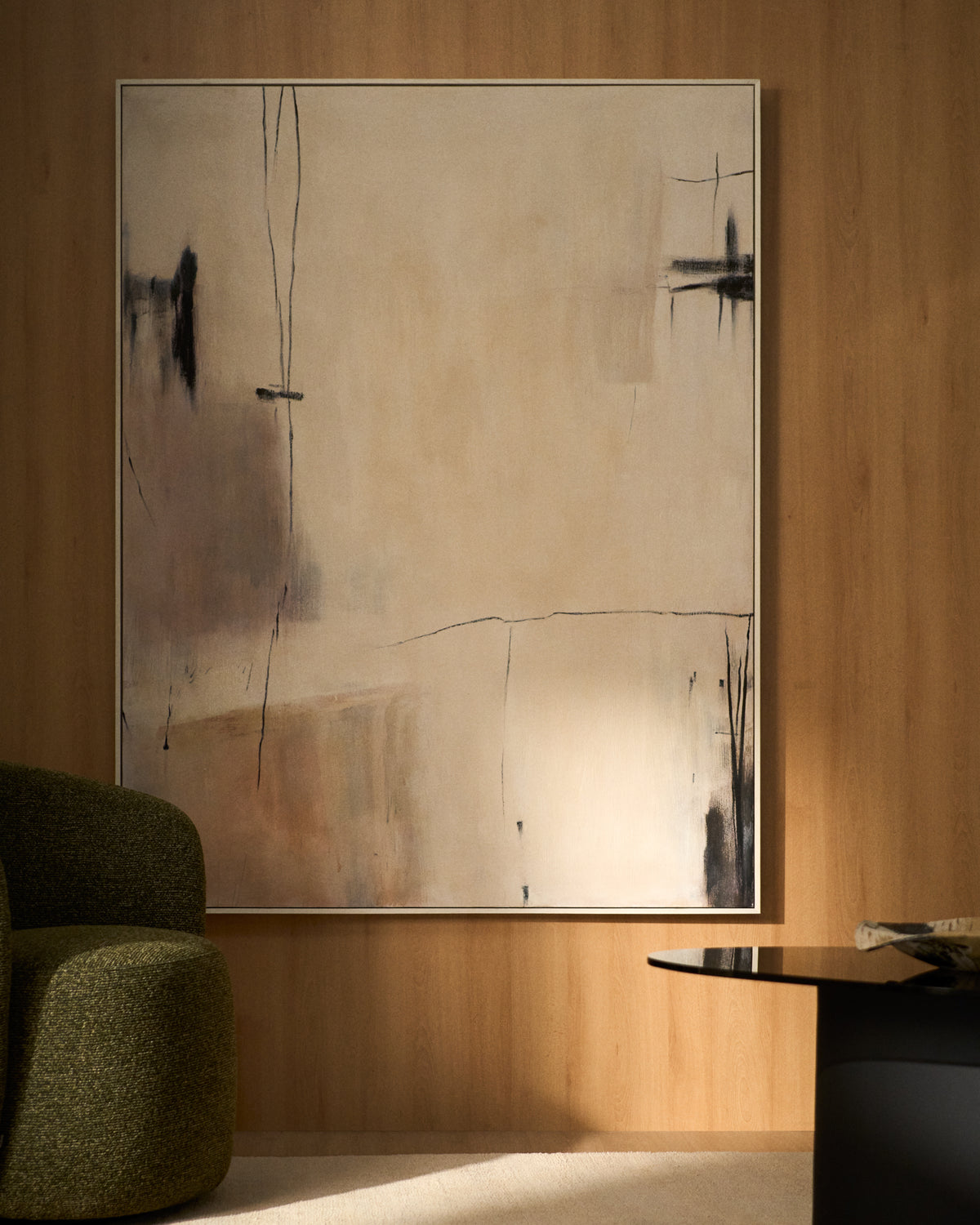 Meril abstract picture in beige 120 x 150cm - Lifestyle
