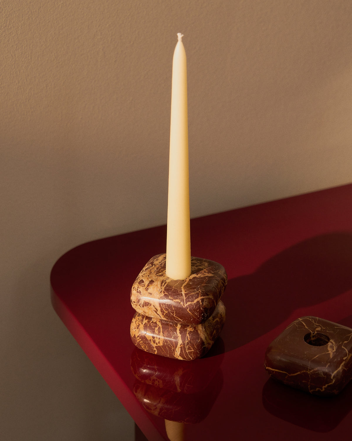 Liren maroon marble candle holder 8 cm - Lifestyle