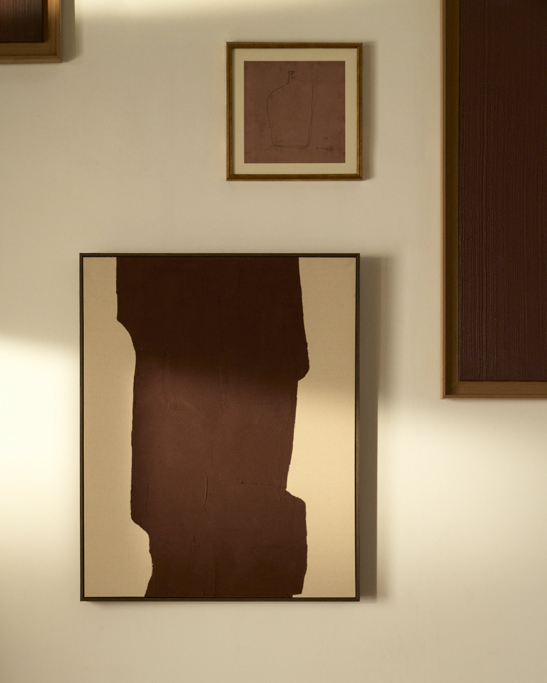 Irden hand-painted abstract picture in burgundy 80 x 100cm - Lifestyle